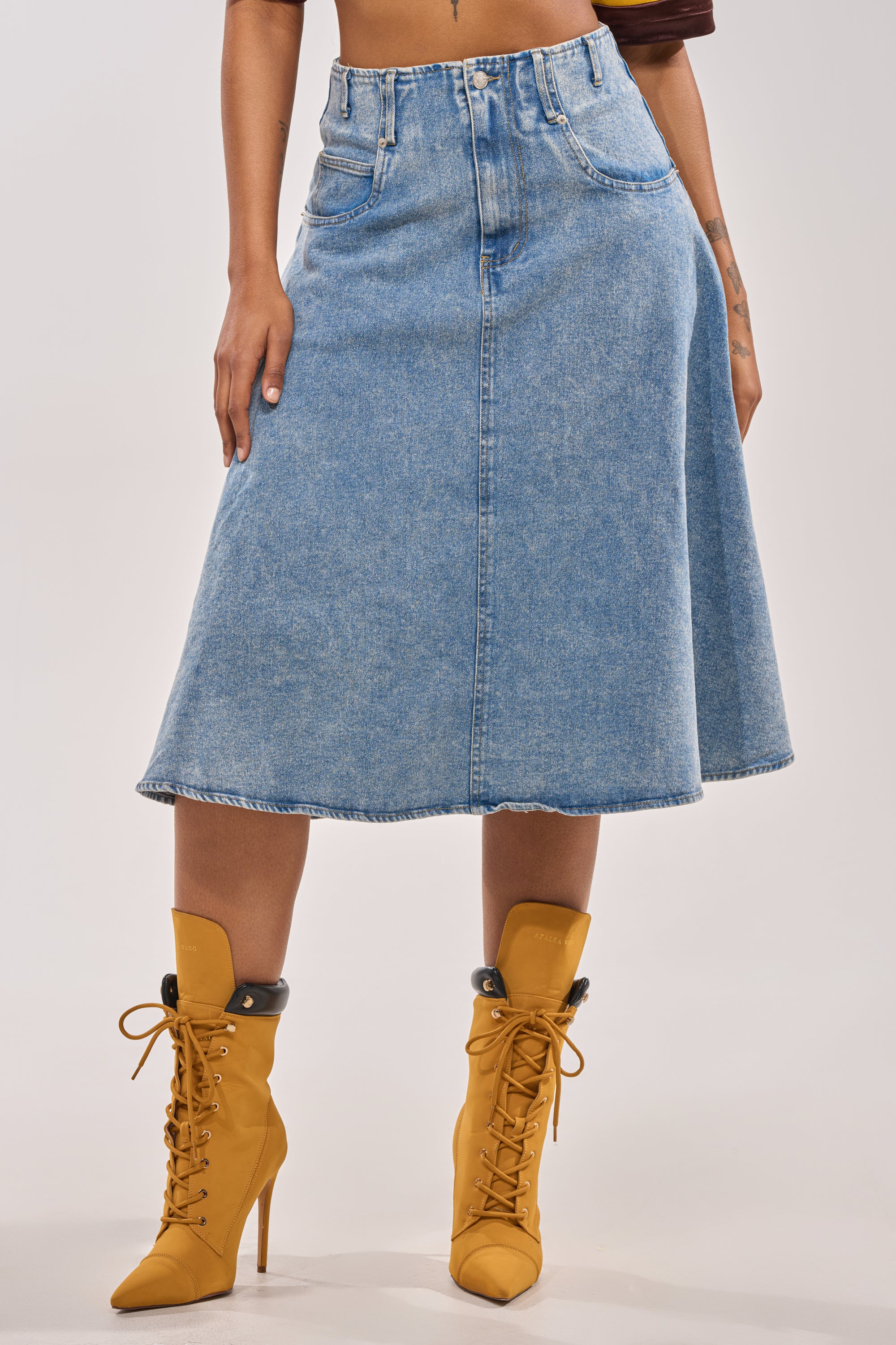 BRITNEY MIDI DENIM SKIRT - Image 2