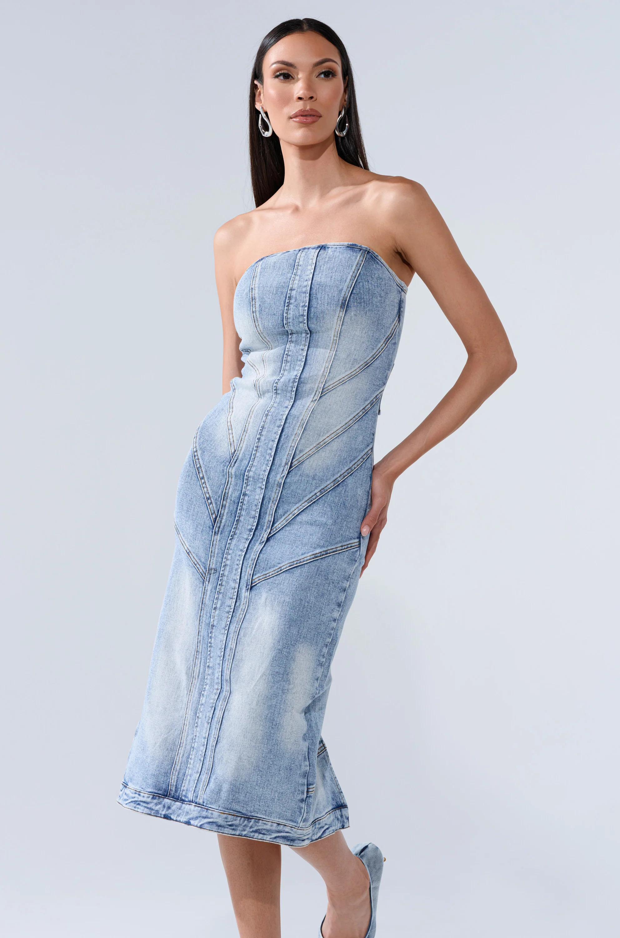 BROOKLYN BADDIE DENIM MIDI DRESS - Image 3
