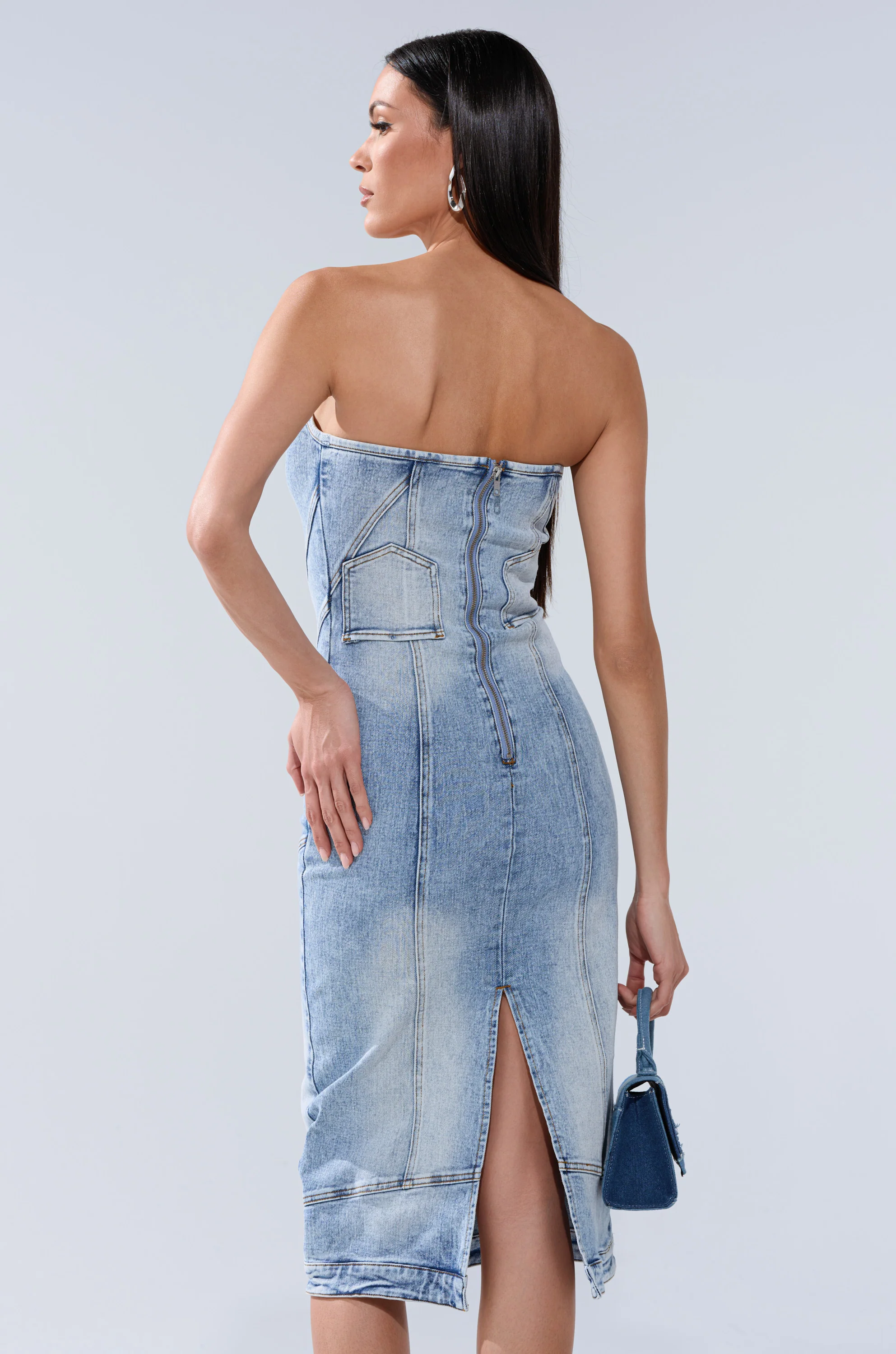 BROOKLYN BADDIE DENIM MIDI DRESS - Image 5