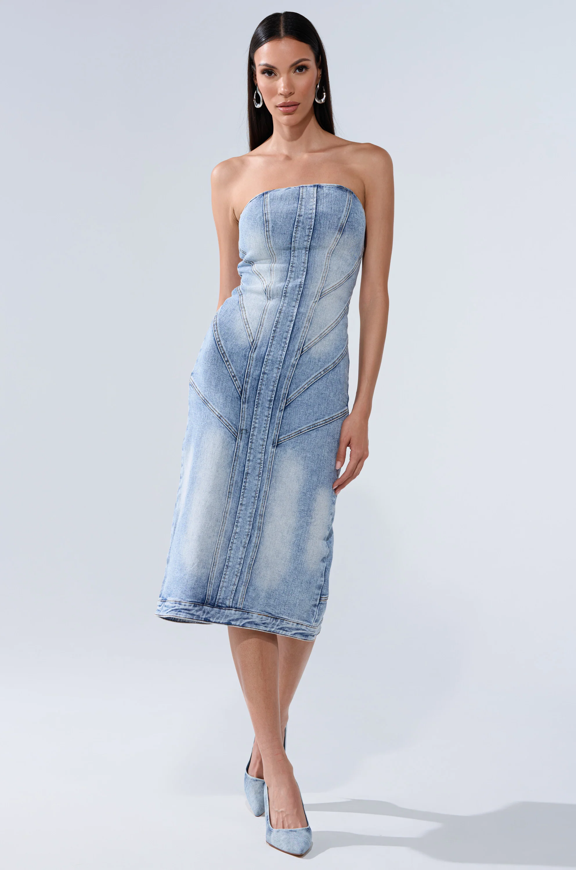 BROOKLYN BADDIE DENIM MIDI DRESS - Image 6