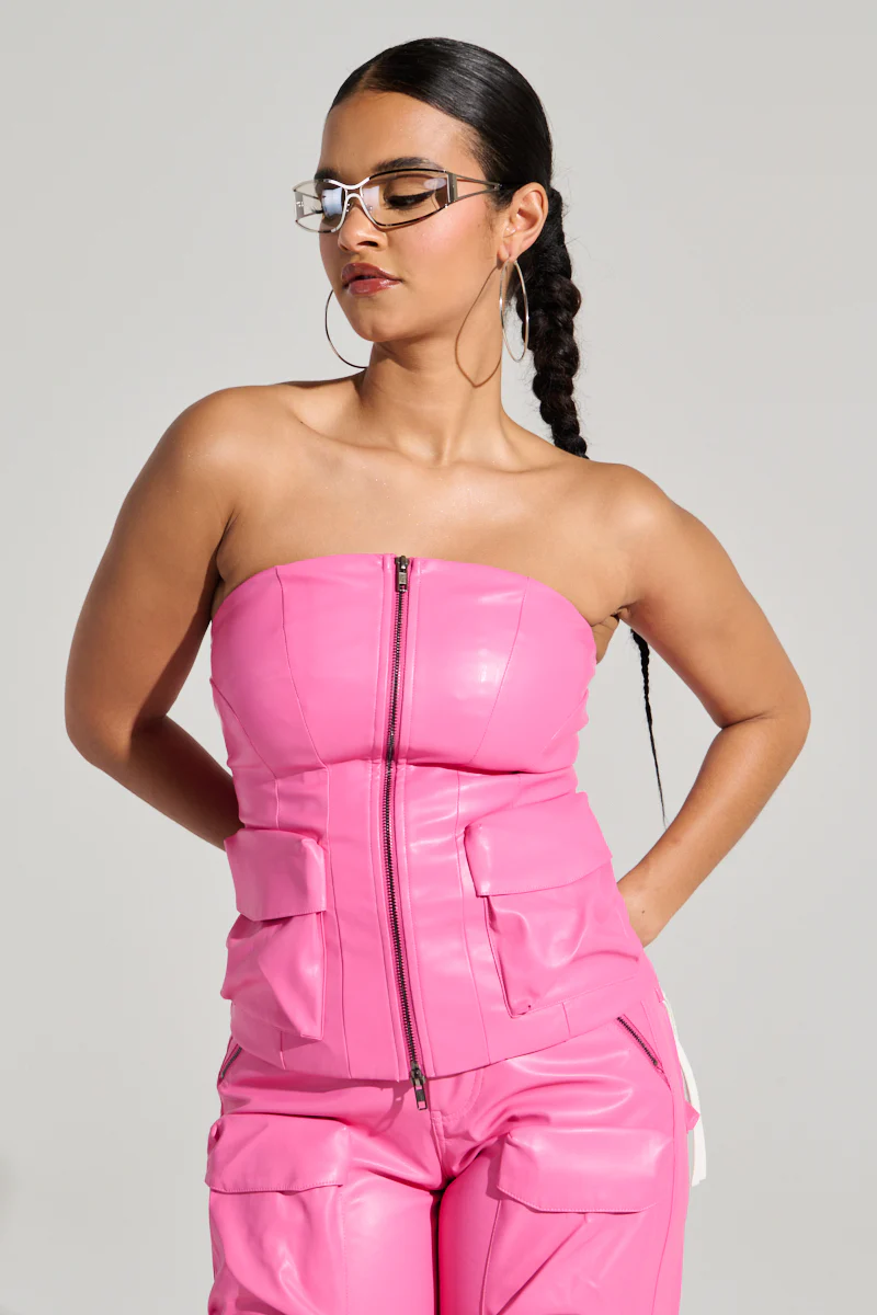BUBBLEGUM SHORTY CORSET TOP IN PINK - Image 2