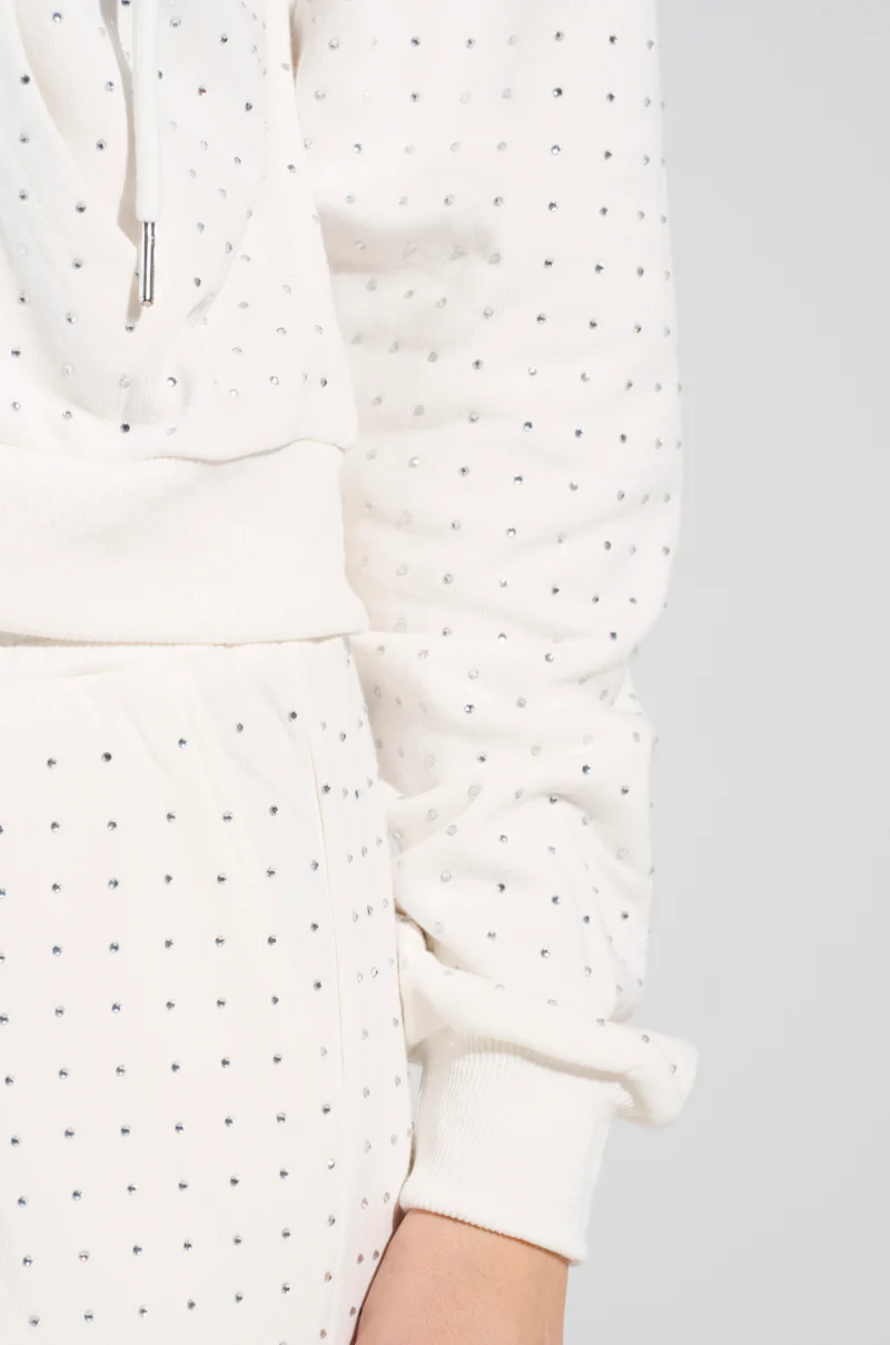 BUBBLES RHINESTONE EMBELLISHED ZIP UP SWEATSHIRT IN WHITE - Image 6
