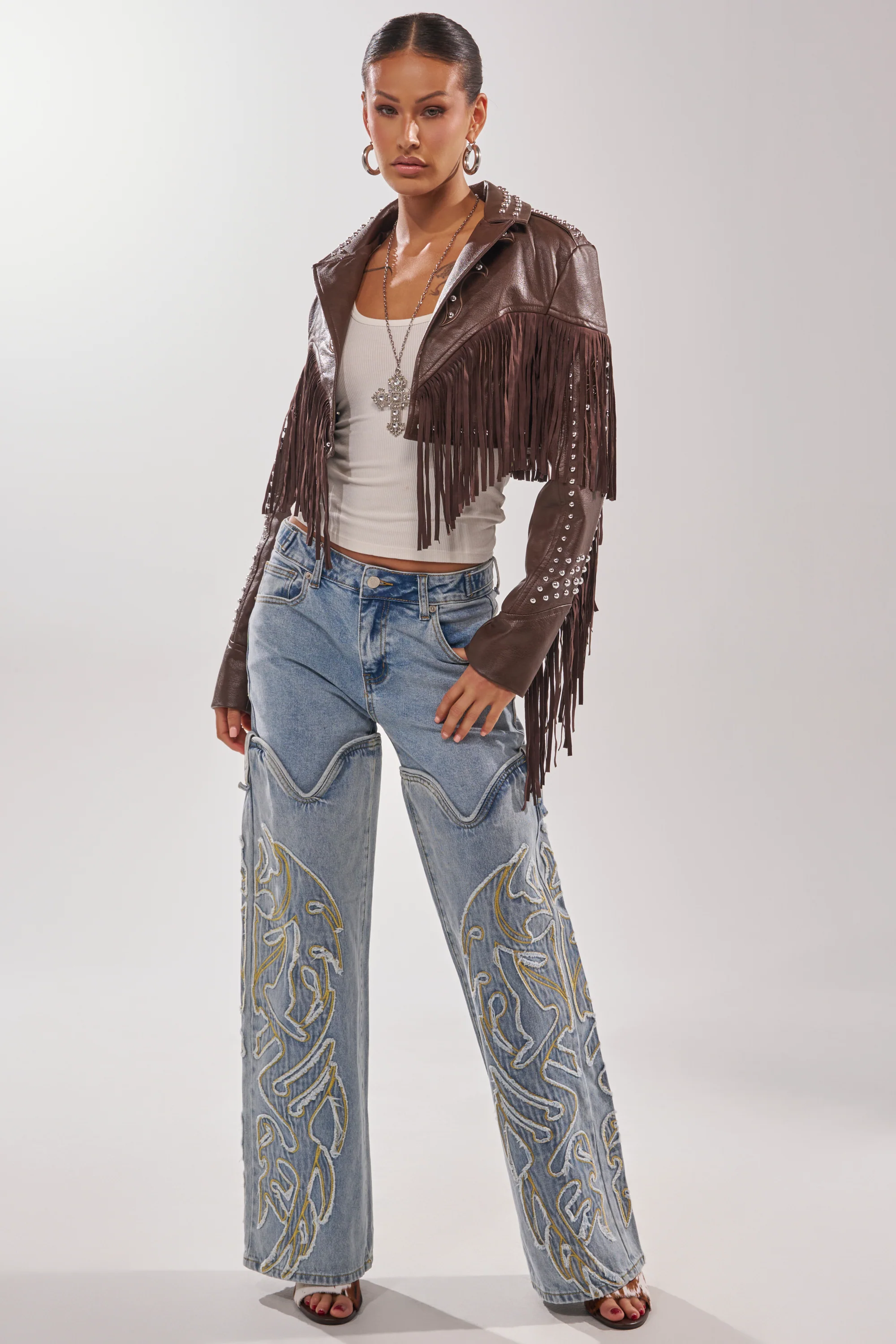 BUCKIN' EMBROIDERED DENIM JEANS
