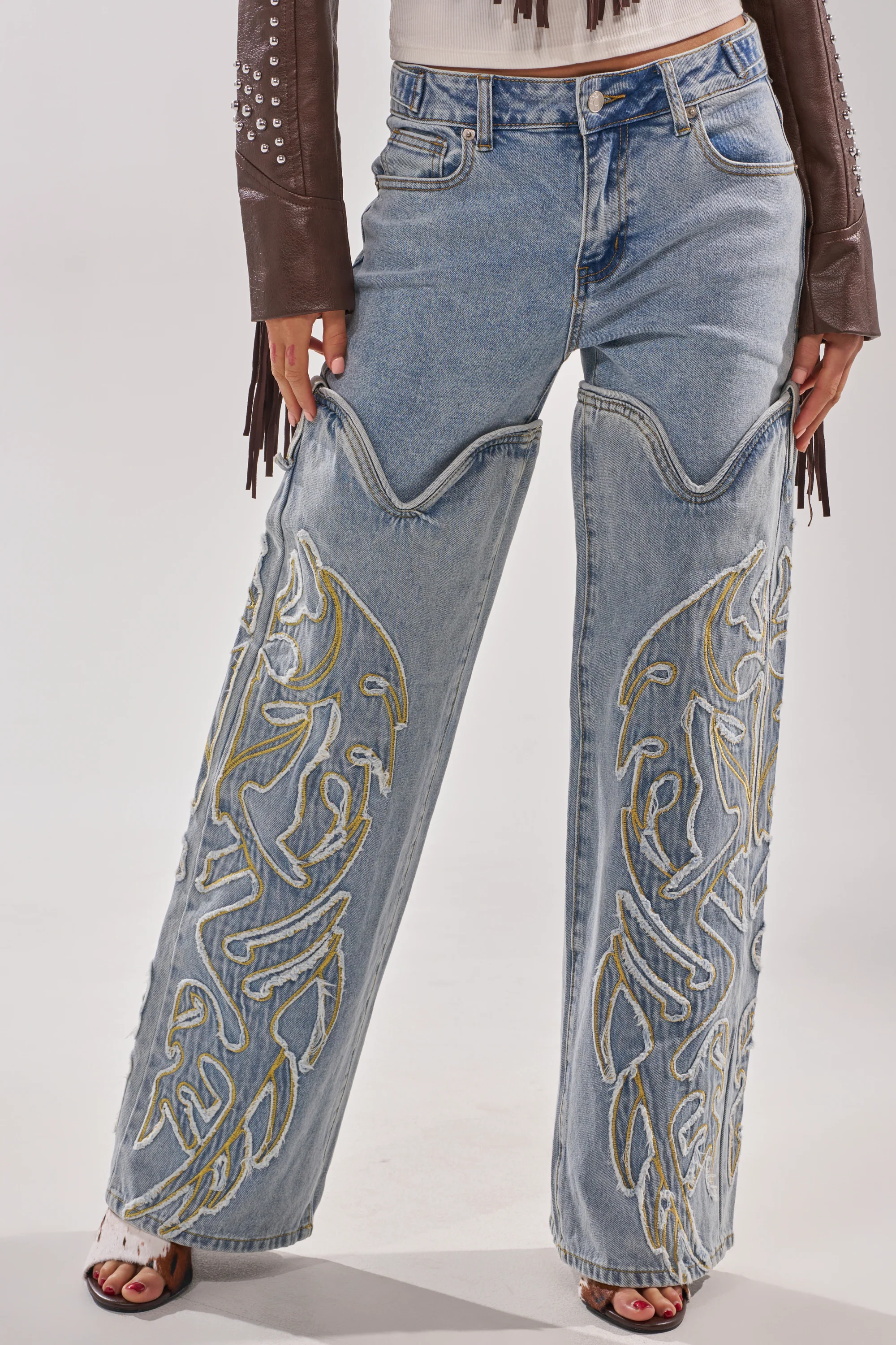 BUCKIN' EMBROIDERED DENIM JEANS - Image 2