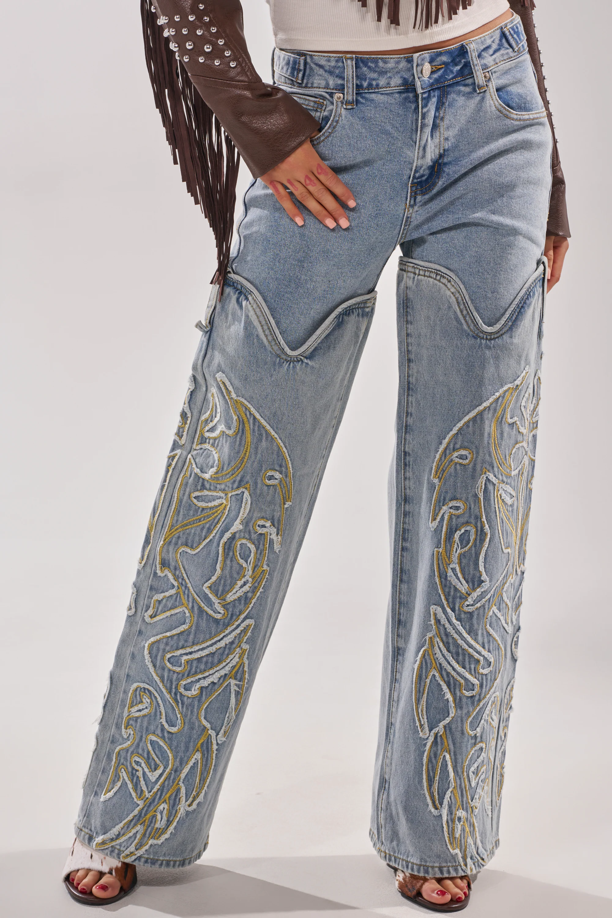 BUCKIN' EMBROIDERED DENIM JEANS - Image 3