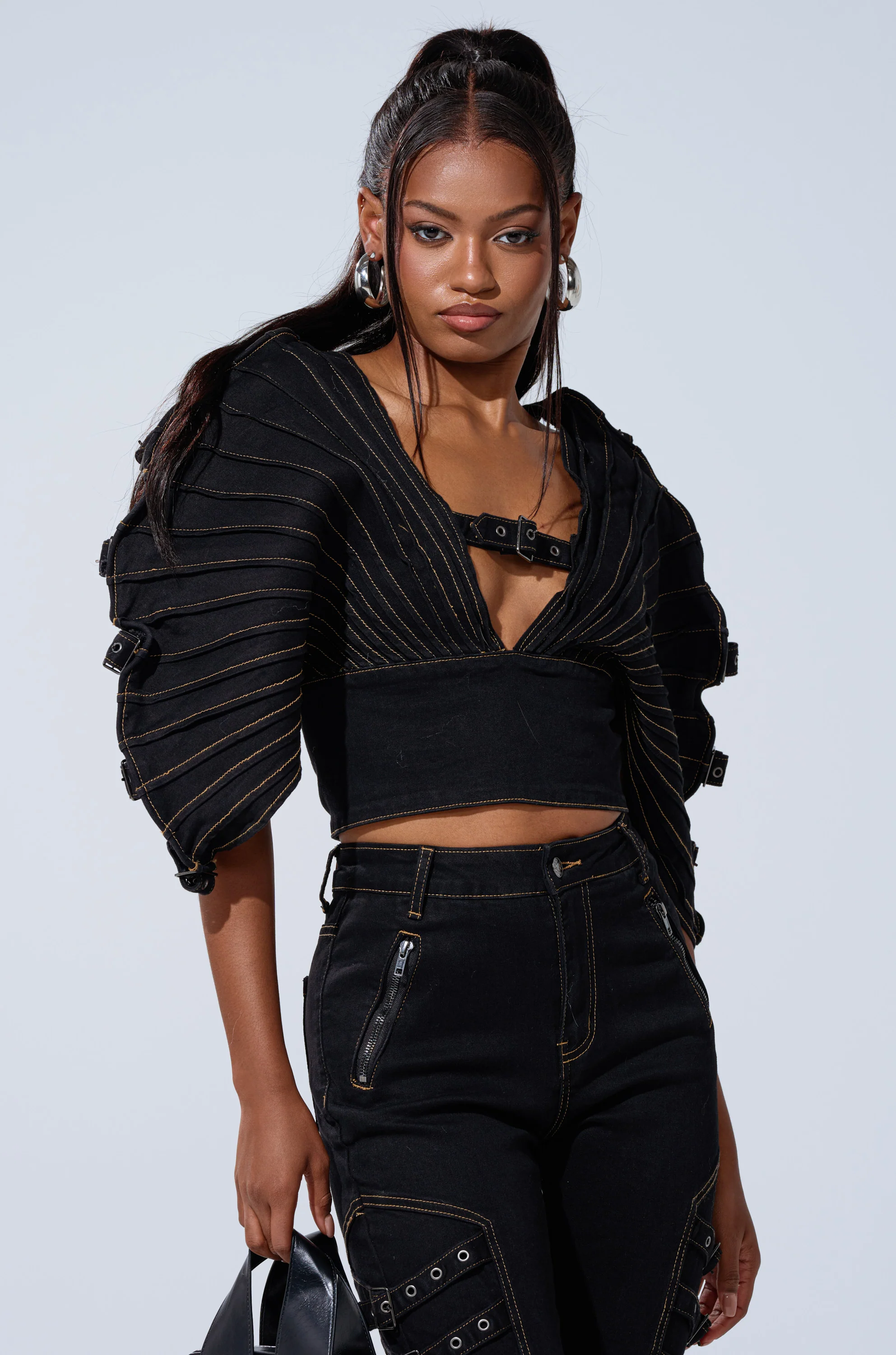 BUCKLE UP DENIM BLOUSE - Image 2