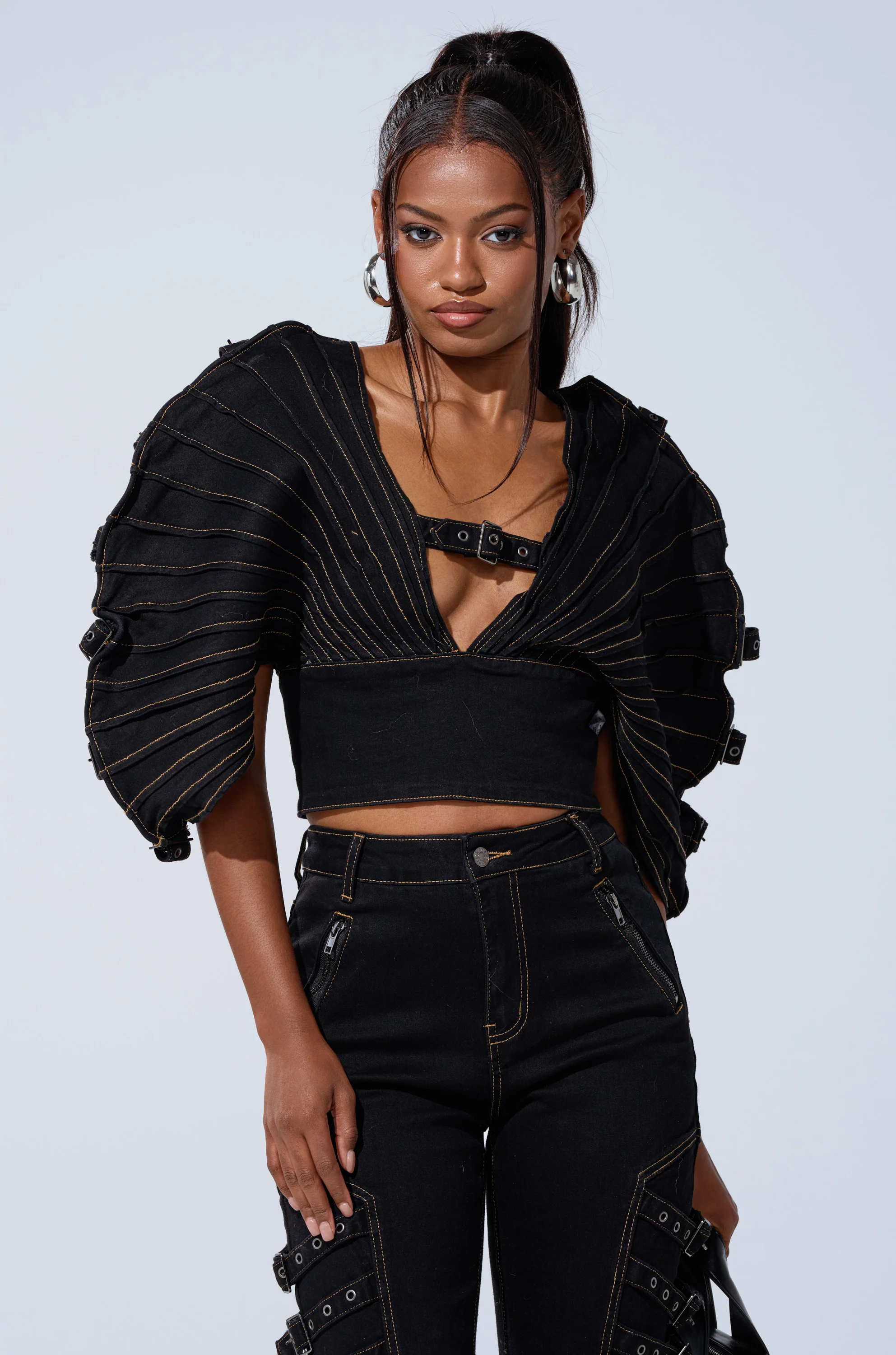 BUCKLE UP DENIM BLOUSE - Image 3