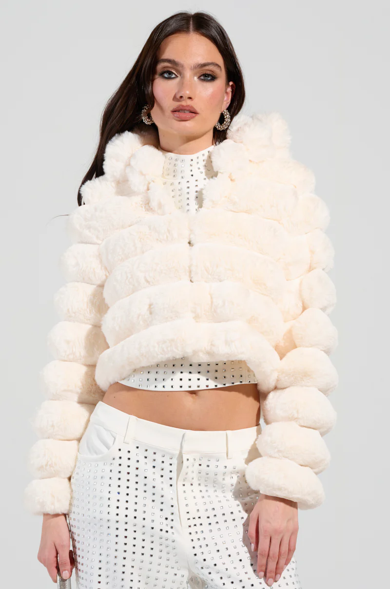 BUNNY CROPPED FAUX FUR COAT - Image 3