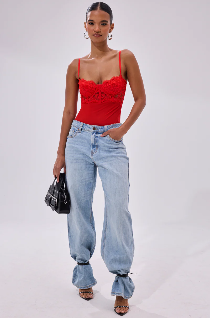 BURNING PASSION LACE BODYSUIT IN RED - Image 5