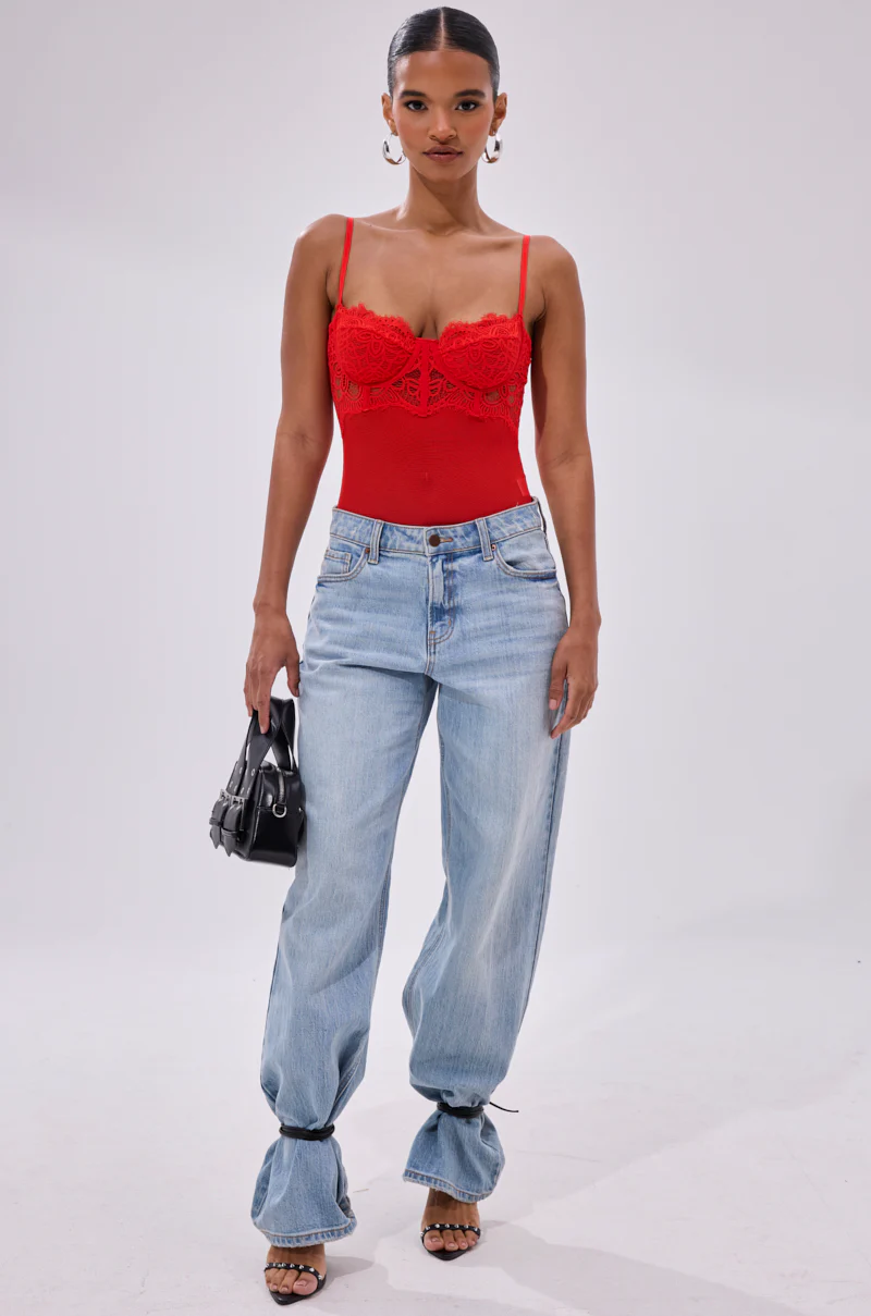 BURNING PASSION LACE BODYSUIT IN RED - Image 6