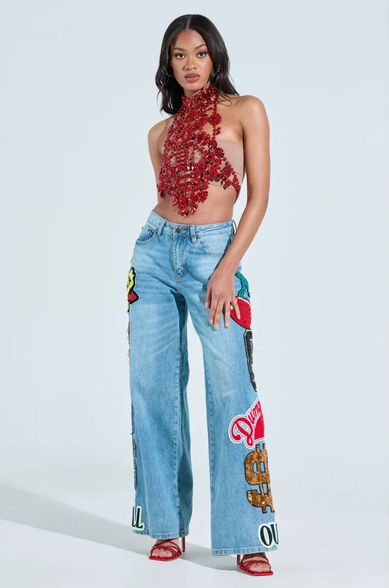 BURNING PASSION RHINESTONE MOCK NECK TOP - Image 6