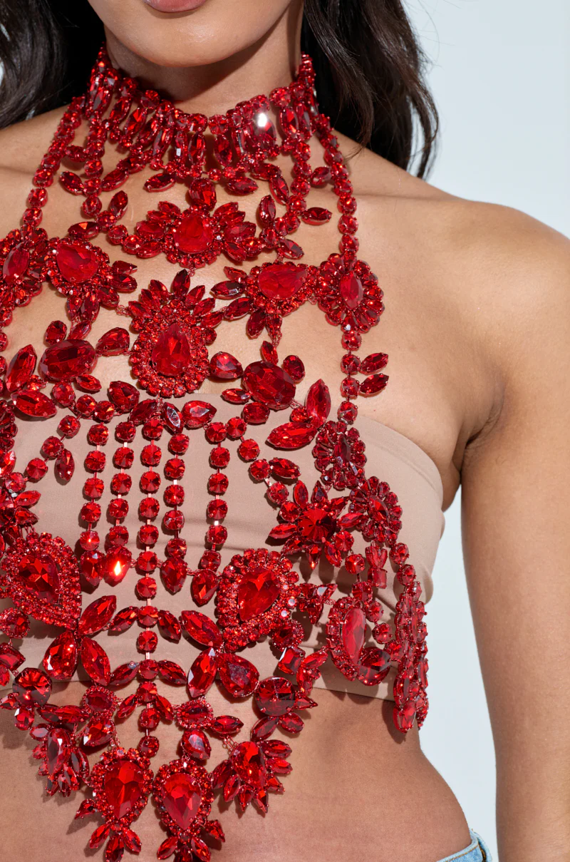 BURNING PASSION RHINESTONE MOCK NECK TOP - Image 8