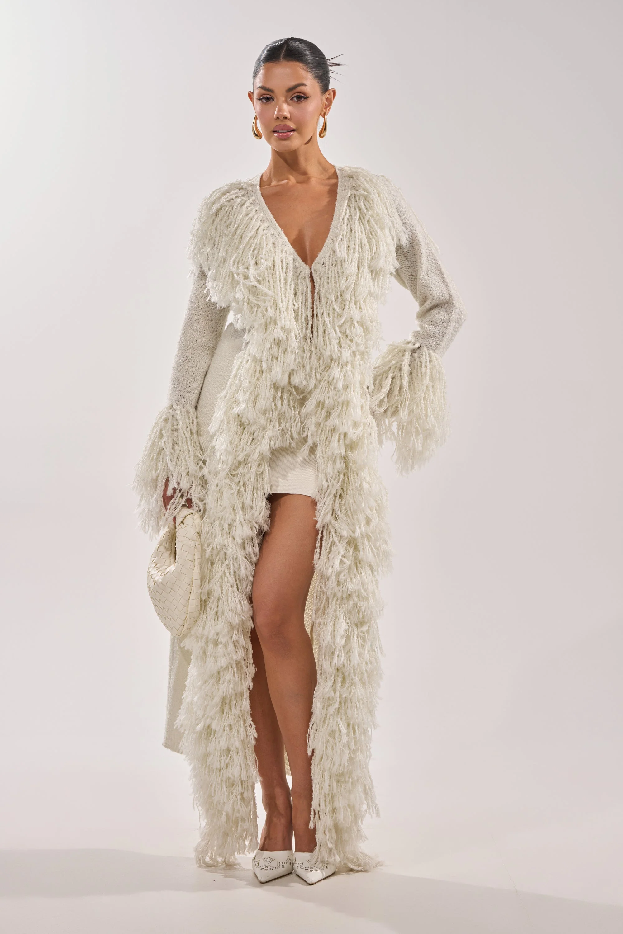BURRR IT'S COLD OUTSIDE FRINGE OVERSIZED SWEATER IN IVORY