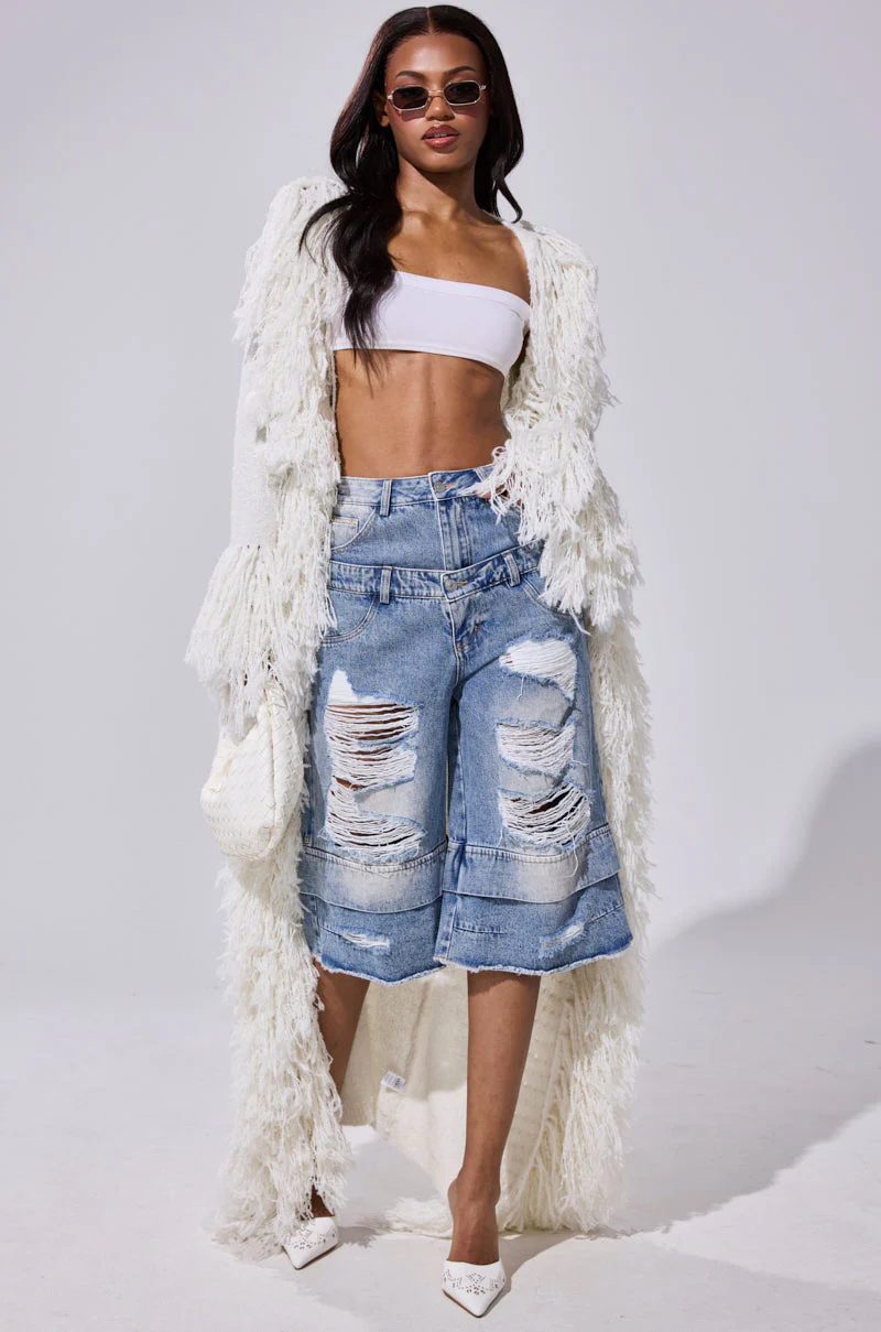 BURRR IT'S COLD OUTSIDE FRINGE OVERSIZED SWEATER IN IVORY - Image 11