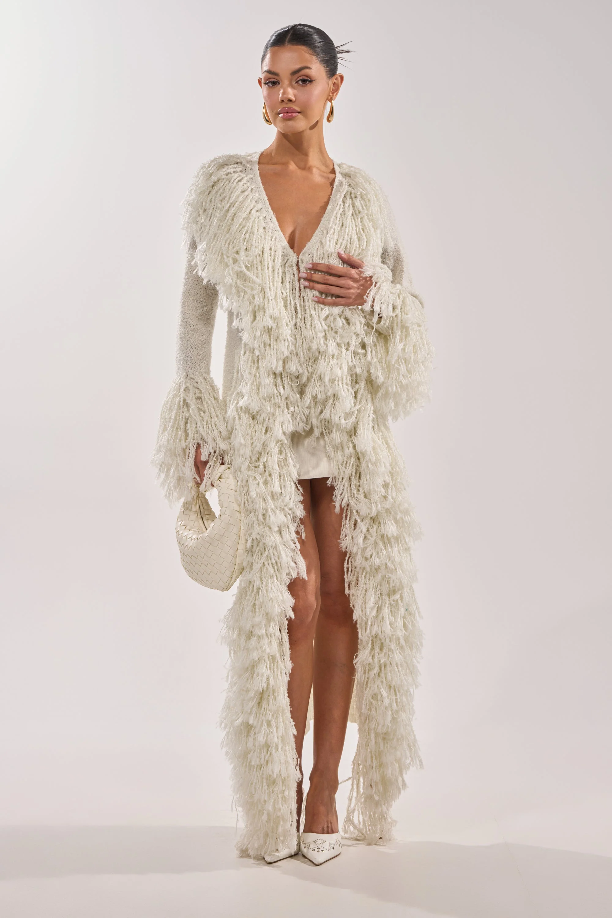 BURRR IT'S COLD OUTSIDE FRINGE OVERSIZED SWEATER IN IVORY - Image 4