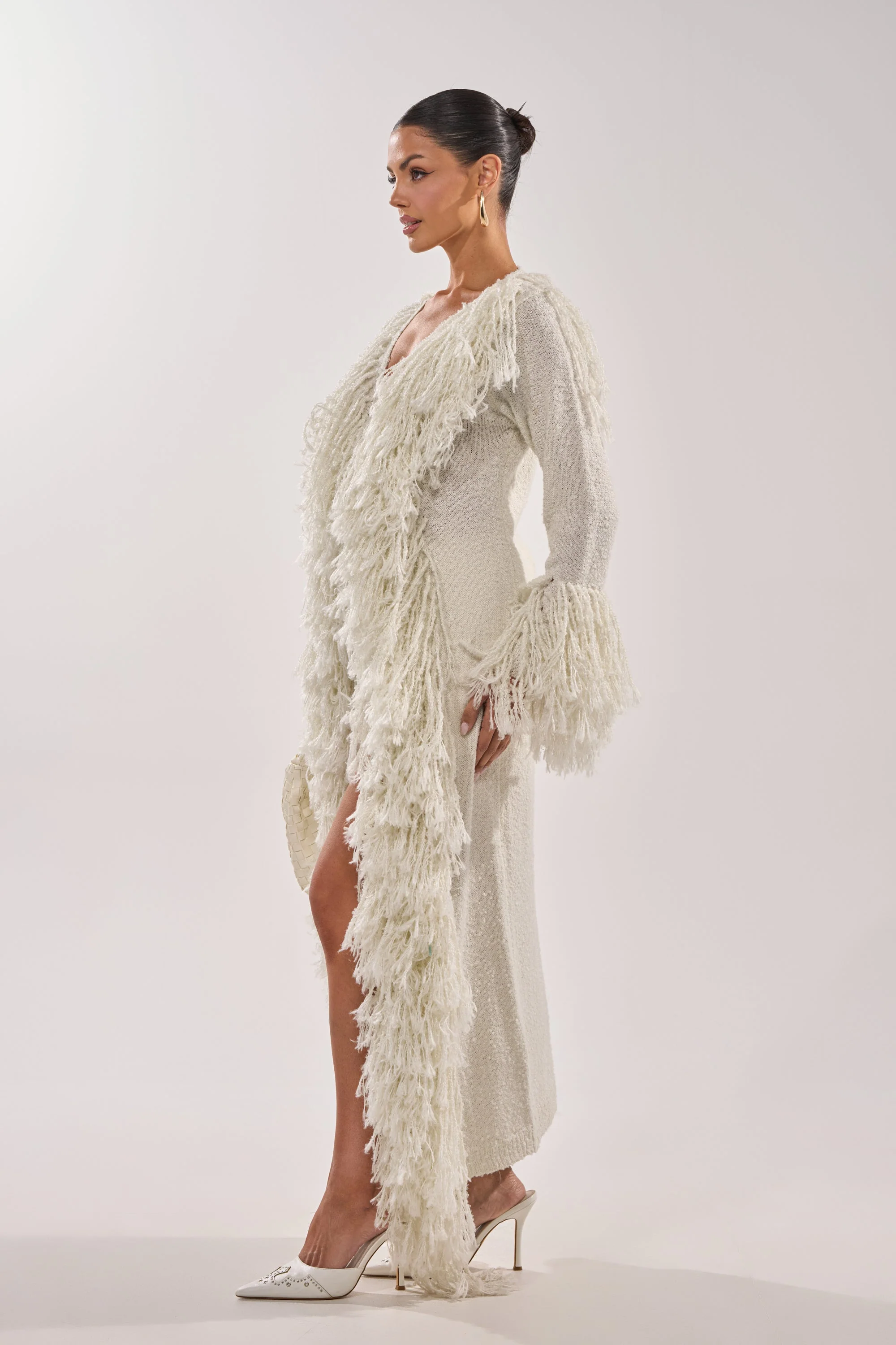BURRR IT'S COLD OUTSIDE FRINGE OVERSIZED SWEATER IN IVORY - Image 5