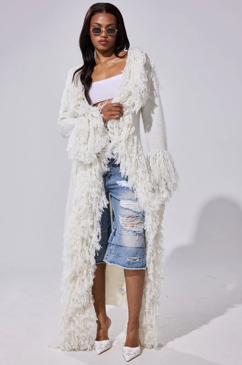 BURRR IT'S COLD OUTSIDE FRINGE OVERSIZED SWEATER IN IVORY - Image 9