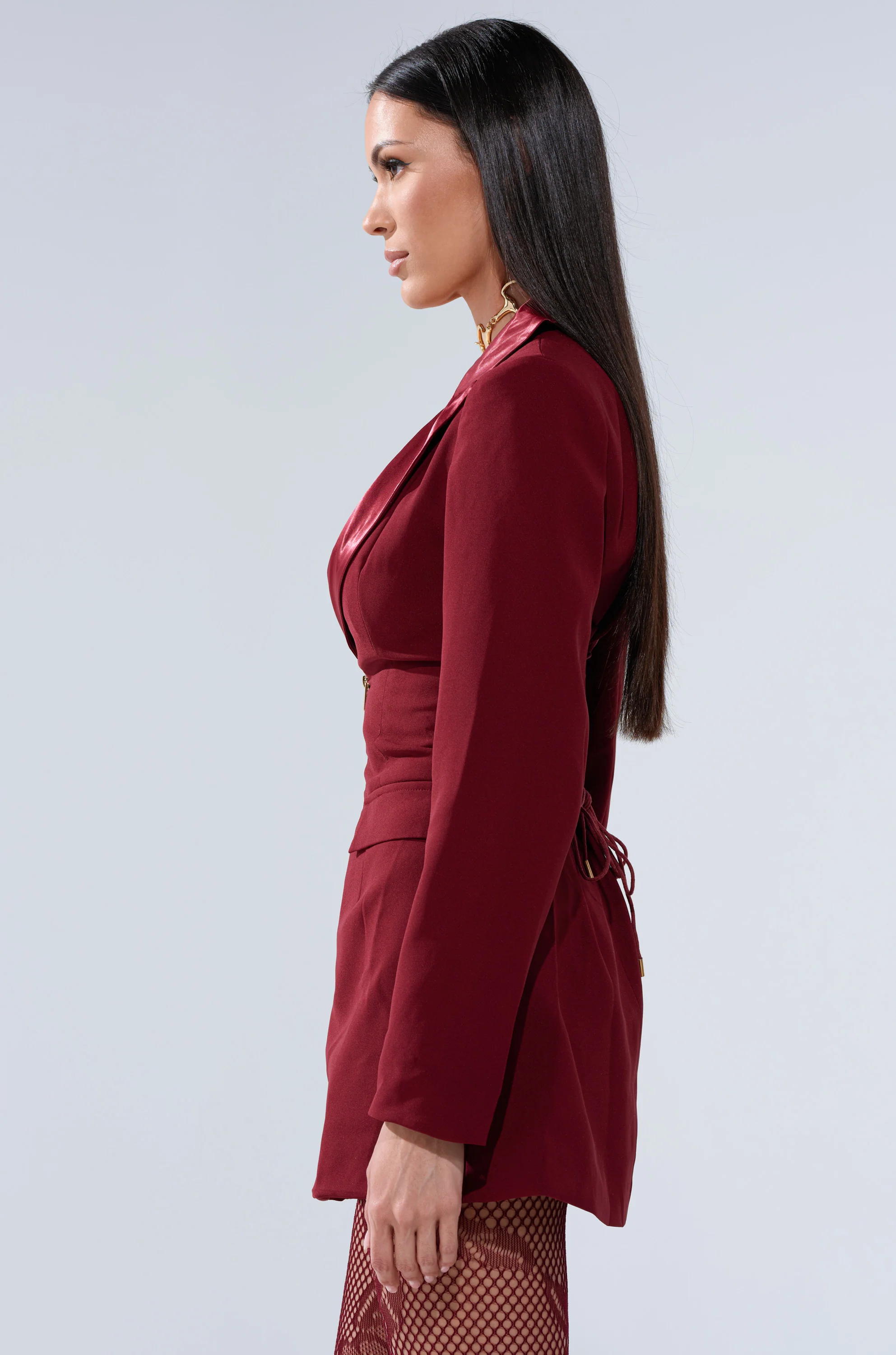 BUSINESS CASUAL BLAZER DRESS IN BURGUNDY - Image 4