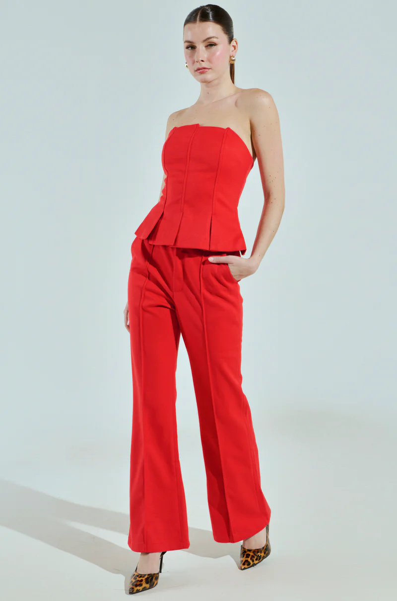BUSINESS CASUAL CORSET TOP IN RED - Image 5