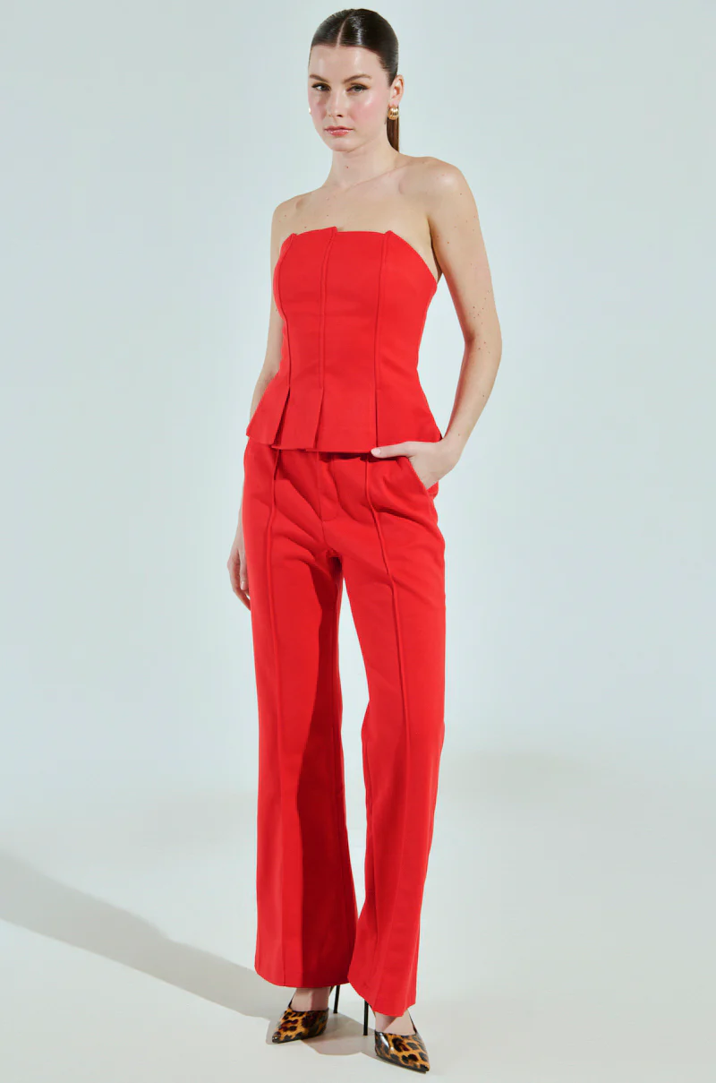 BUSINESS CASUAL CORSET TOP IN RED - Image 7