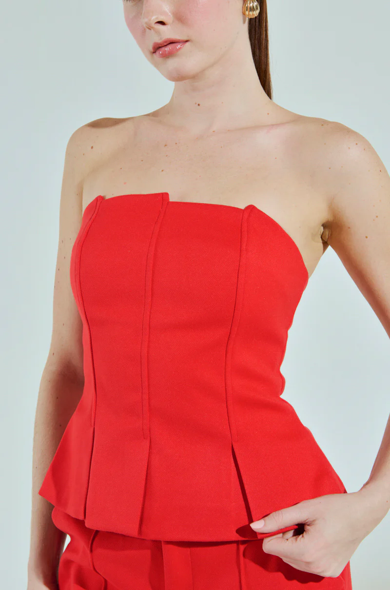 BUSINESS CASUAL CORSET TOP IN RED - Image 8