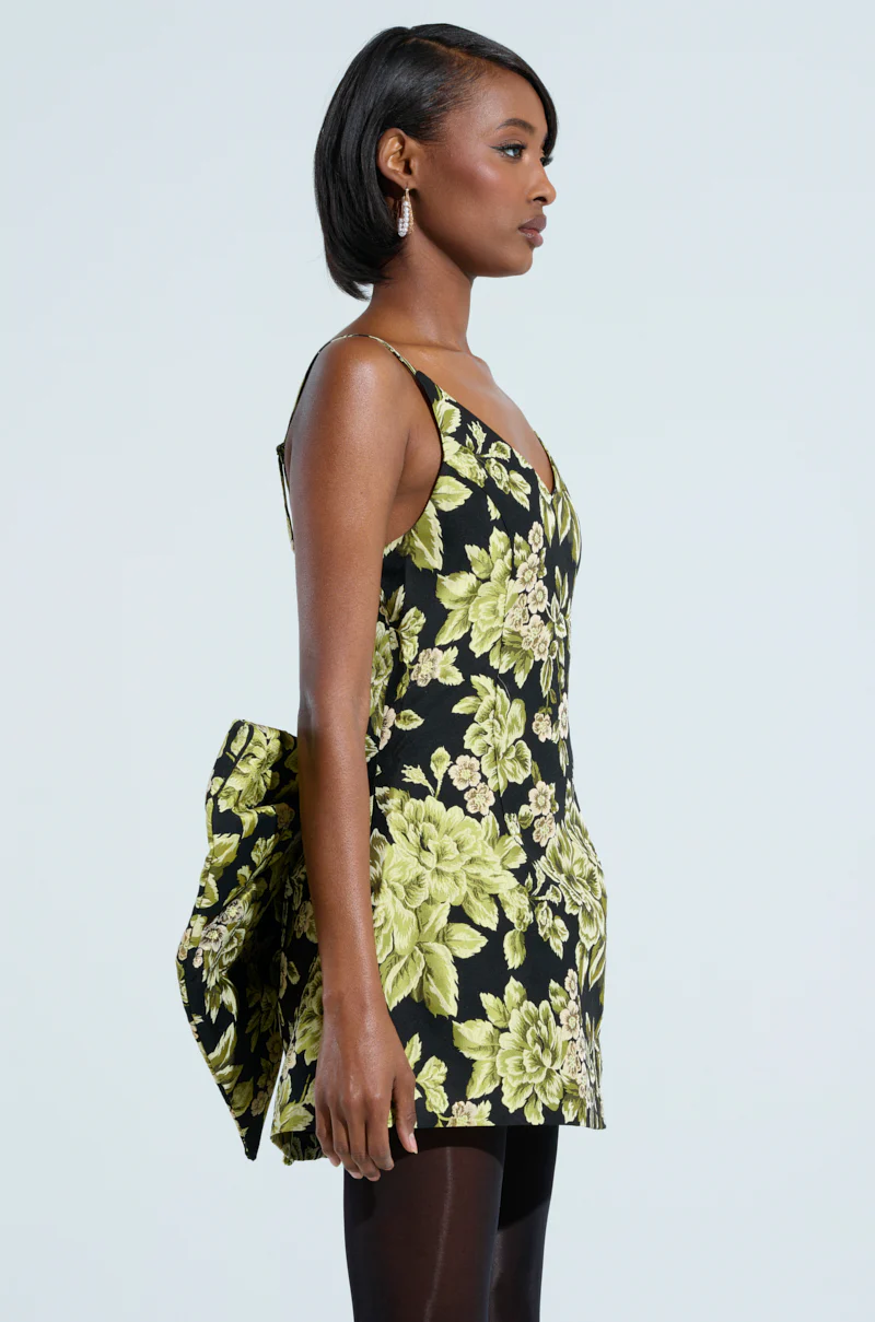 BUSINESS IN THE BACK BROCADE MINI DRESS WITH BOW - Image 4