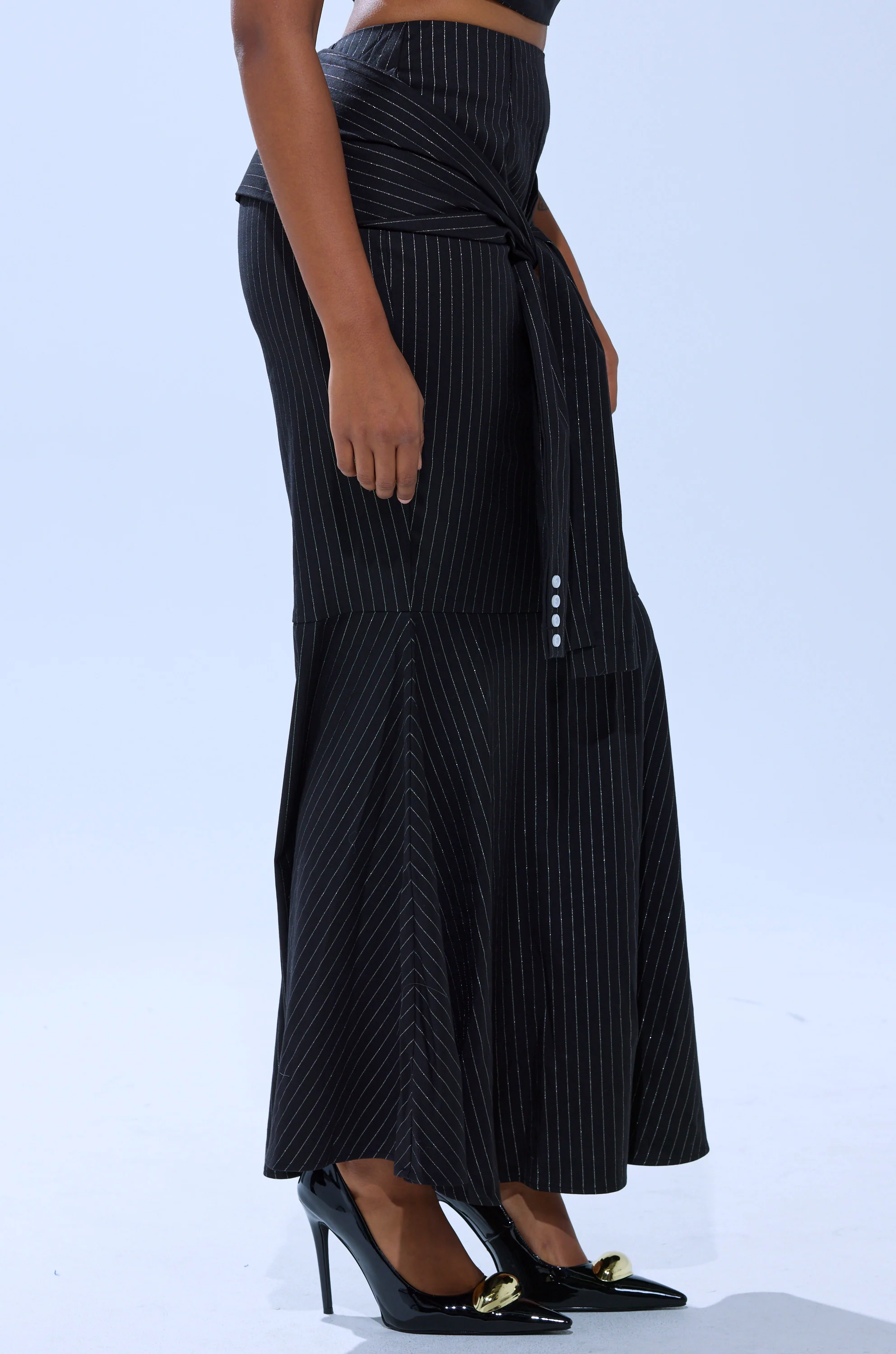 BUSINESS ONLY PINSTRIPE MAXI SKIRT - Image 4