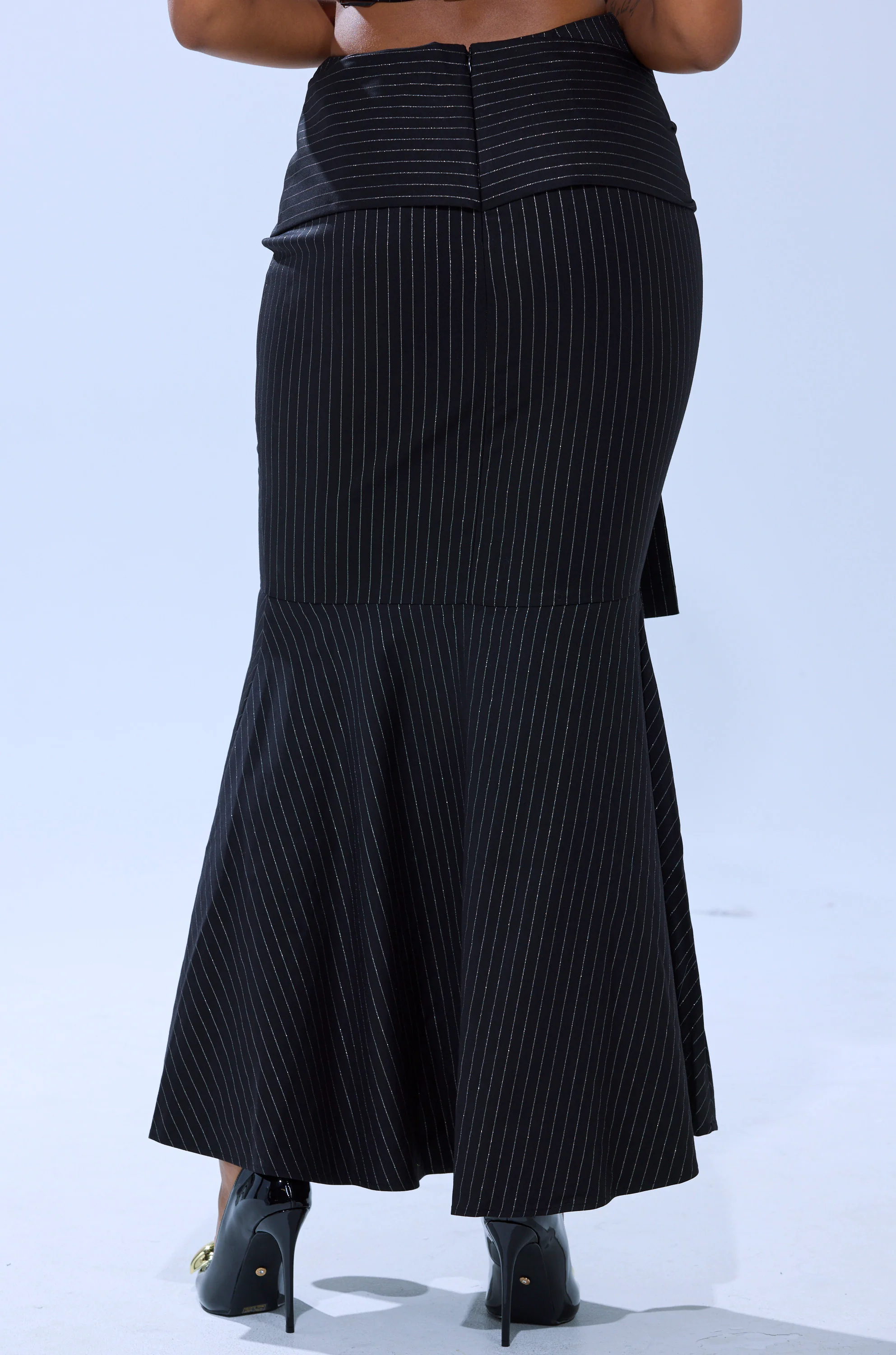 BUSINESS ONLY PINSTRIPE MAXI SKIRT - Image 6