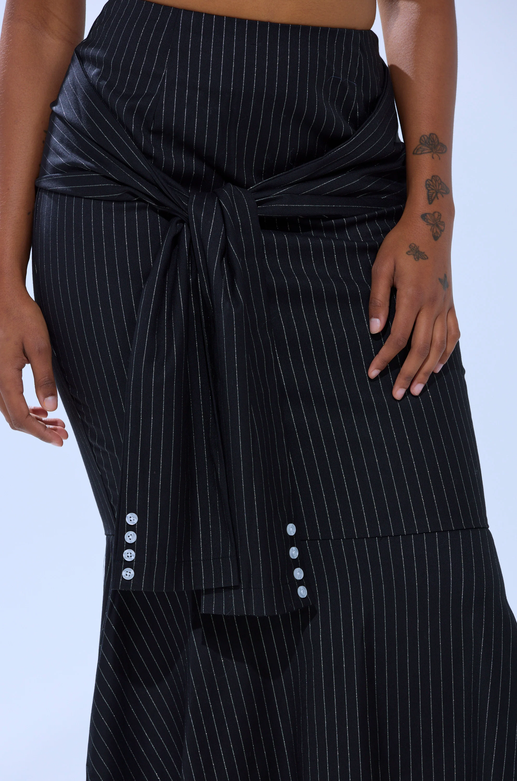 BUSINESS ONLY PINSTRIPE MAXI SKIRT - Image 9