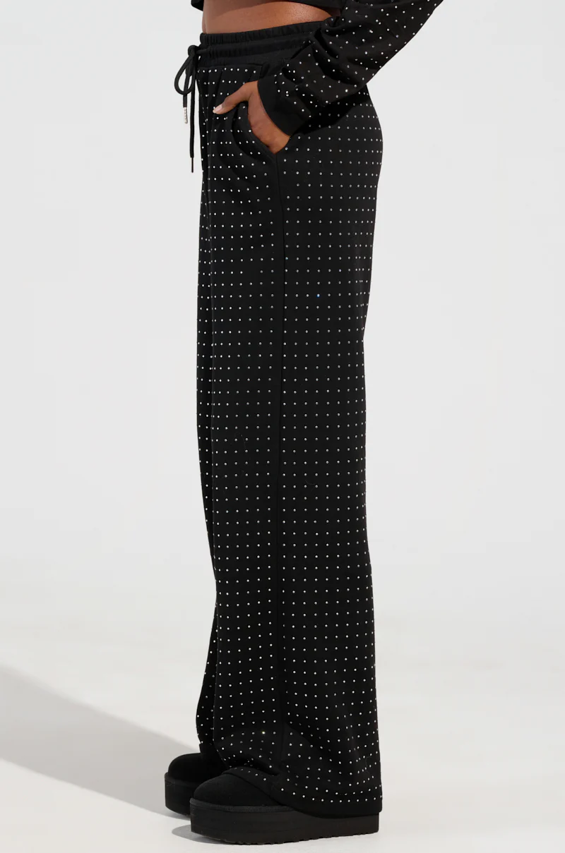 BUTTERCUP RHINESTONE EMBELLISHED SWEATPANT IN BLACK - Image 3
