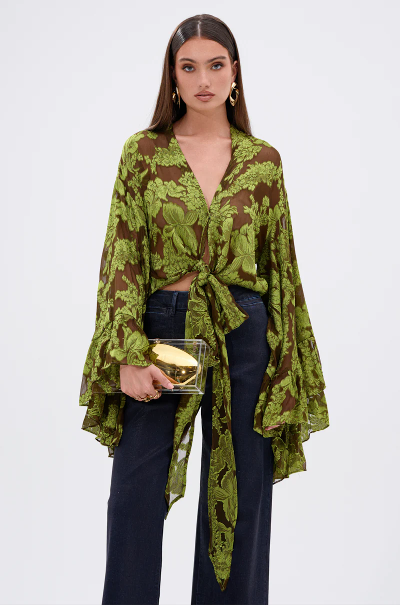 BUTTERLY EFFECT BLOUSE IN GREEN