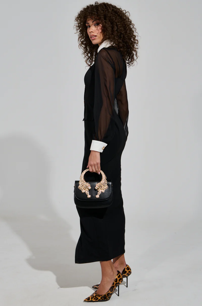 BUTTON UP BUTTER CUP COLLARED MAXI DRESS - Image 3