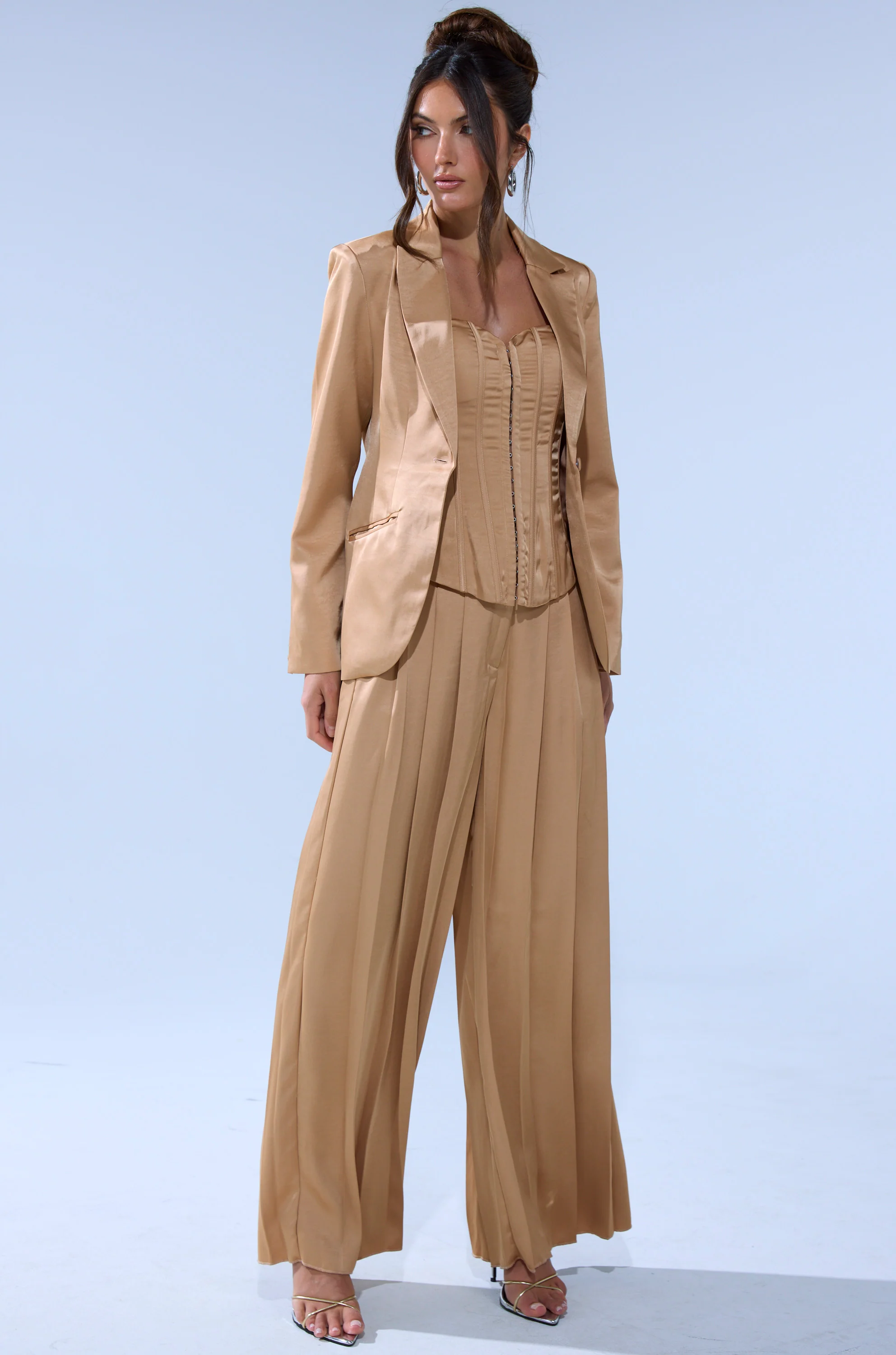 HANSEL MOCHA SATIN PALAZZO PANT - Image 7