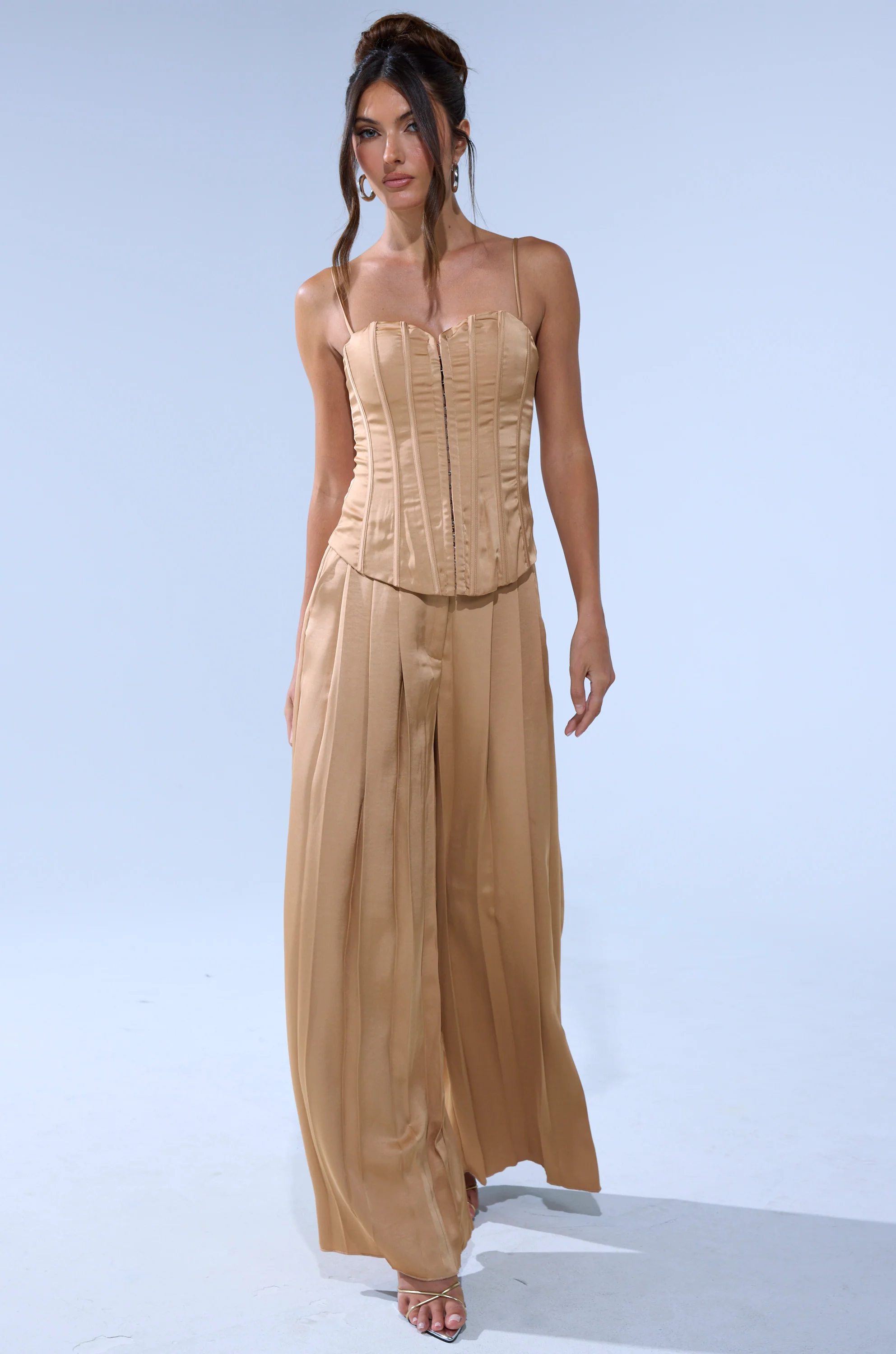 HANSEL MOCHA SATIN PALAZZO PANT - Image 9