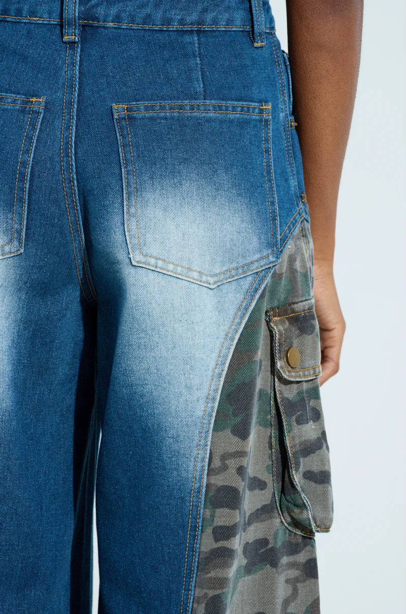 CADET CRAZY CAMO AND DENIM WIDE LEG PANT - Image 5