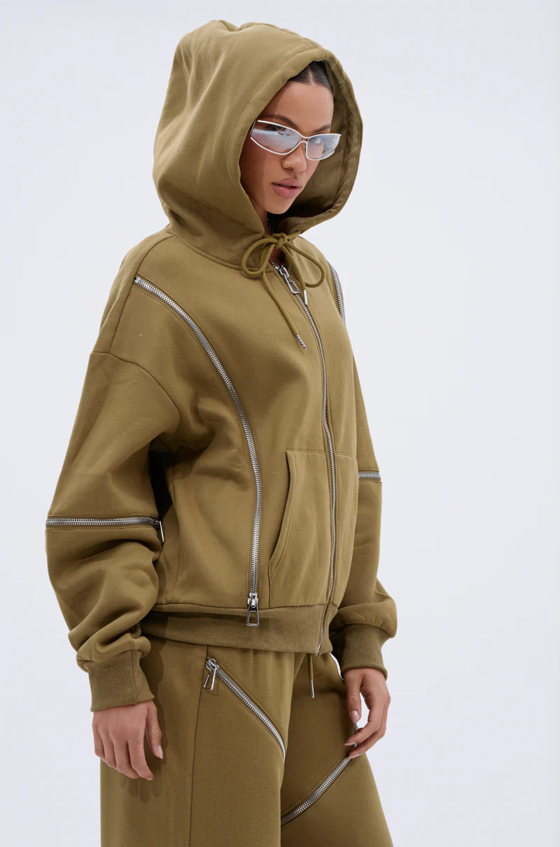 CALI MULTI ZIPPER HOODED SWEATSHIRT