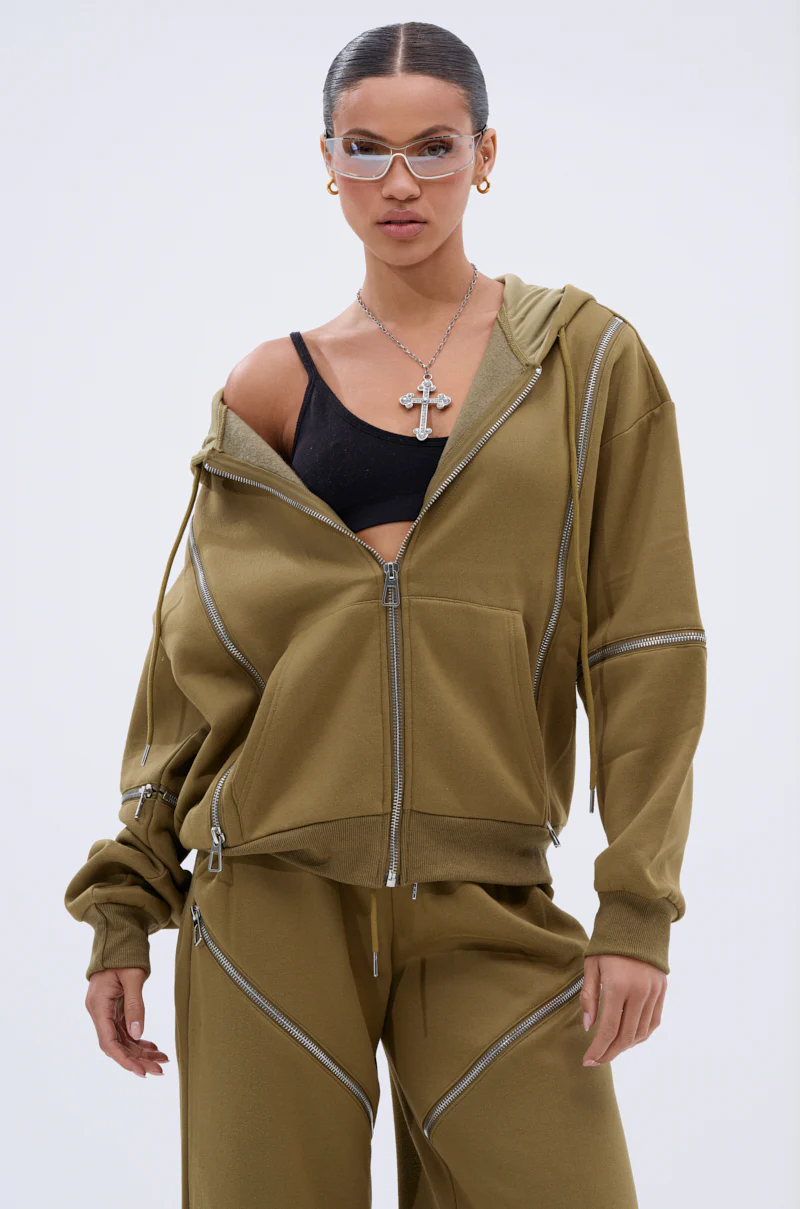 CALI MULTI ZIPPER HOODED SWEATSHIRT - Image 3