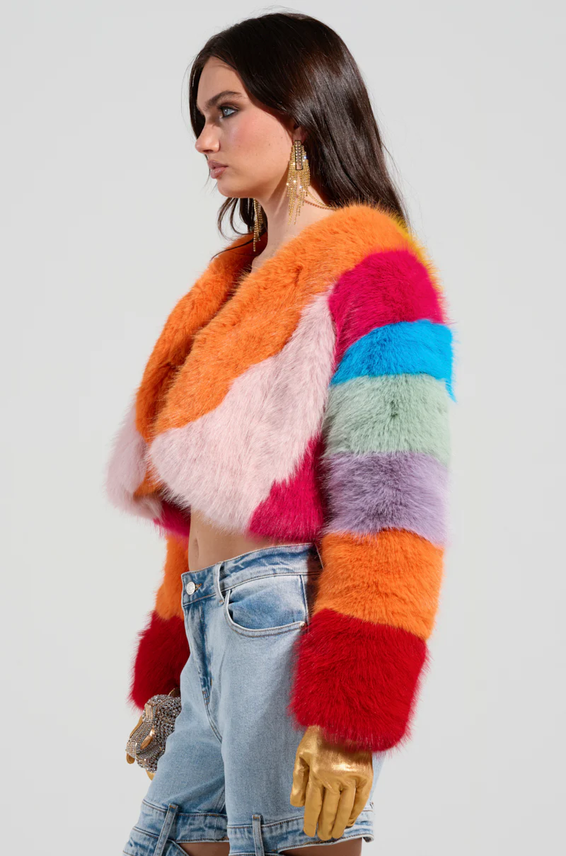 CALL ME CRAZY RAINBOW FUR JACKET - Image 4