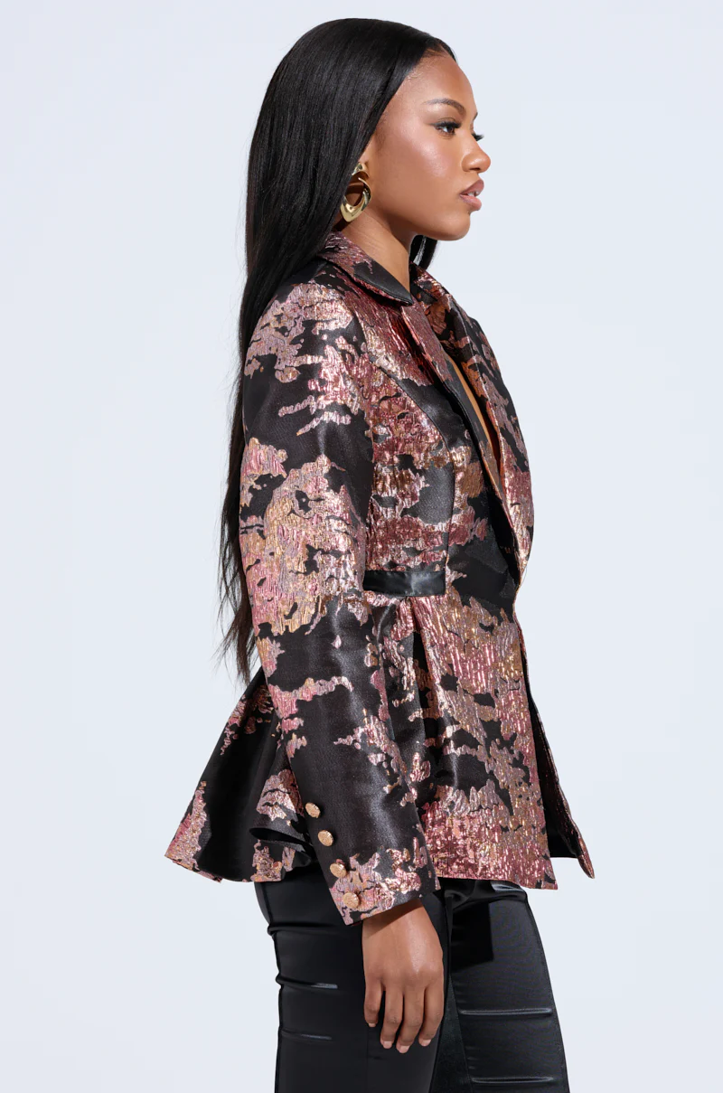 CANARY PEPLUM BLAZER IN BLACK MULTI - Image 3
