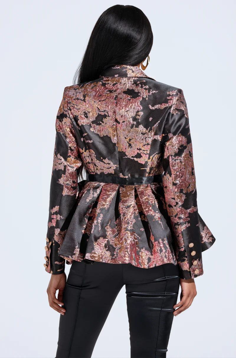 CANARY PEPLUM BLAZER IN BLACK MULTI - Image 4