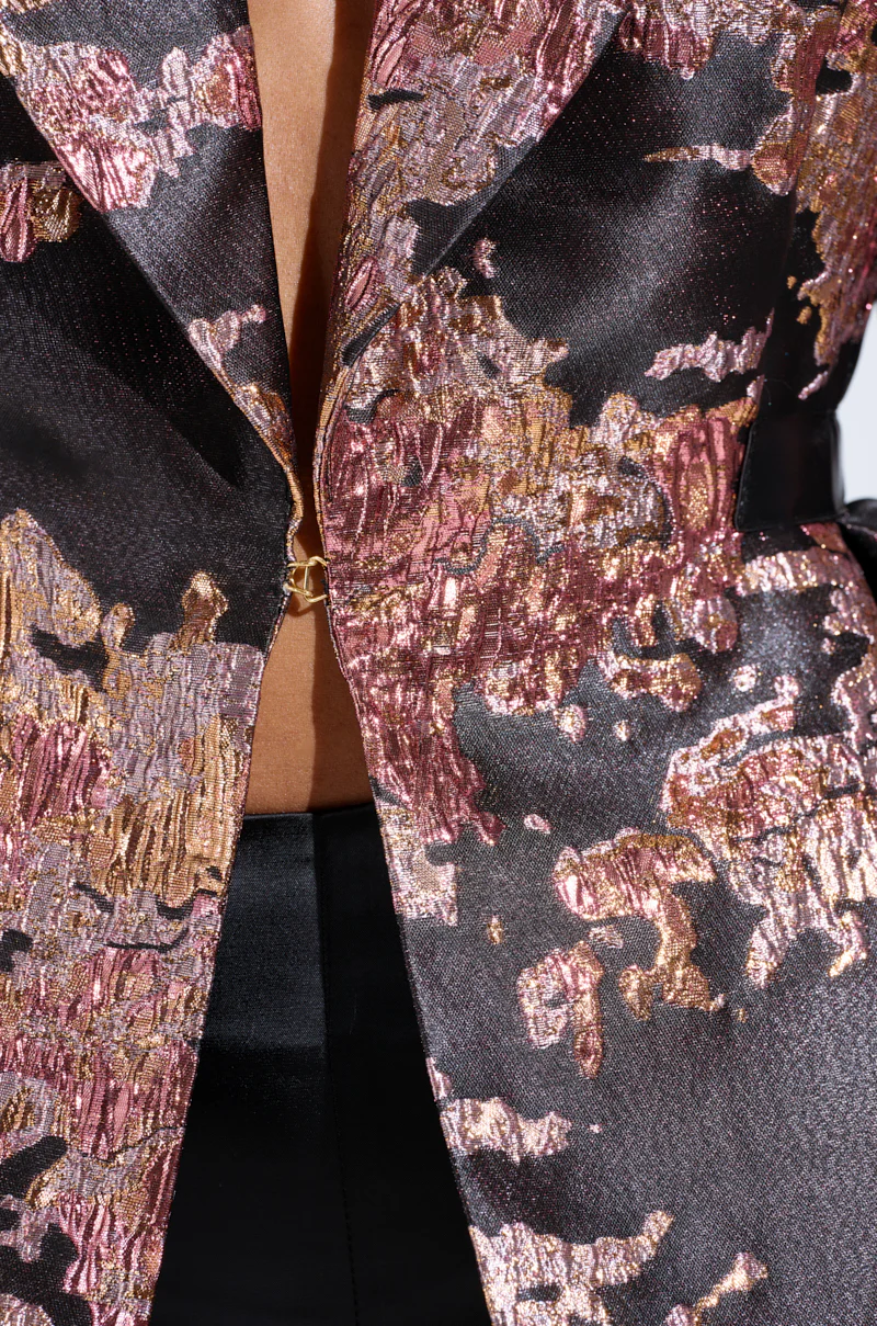 CANARY PEPLUM BLAZER IN BLACK MULTI - Image 7