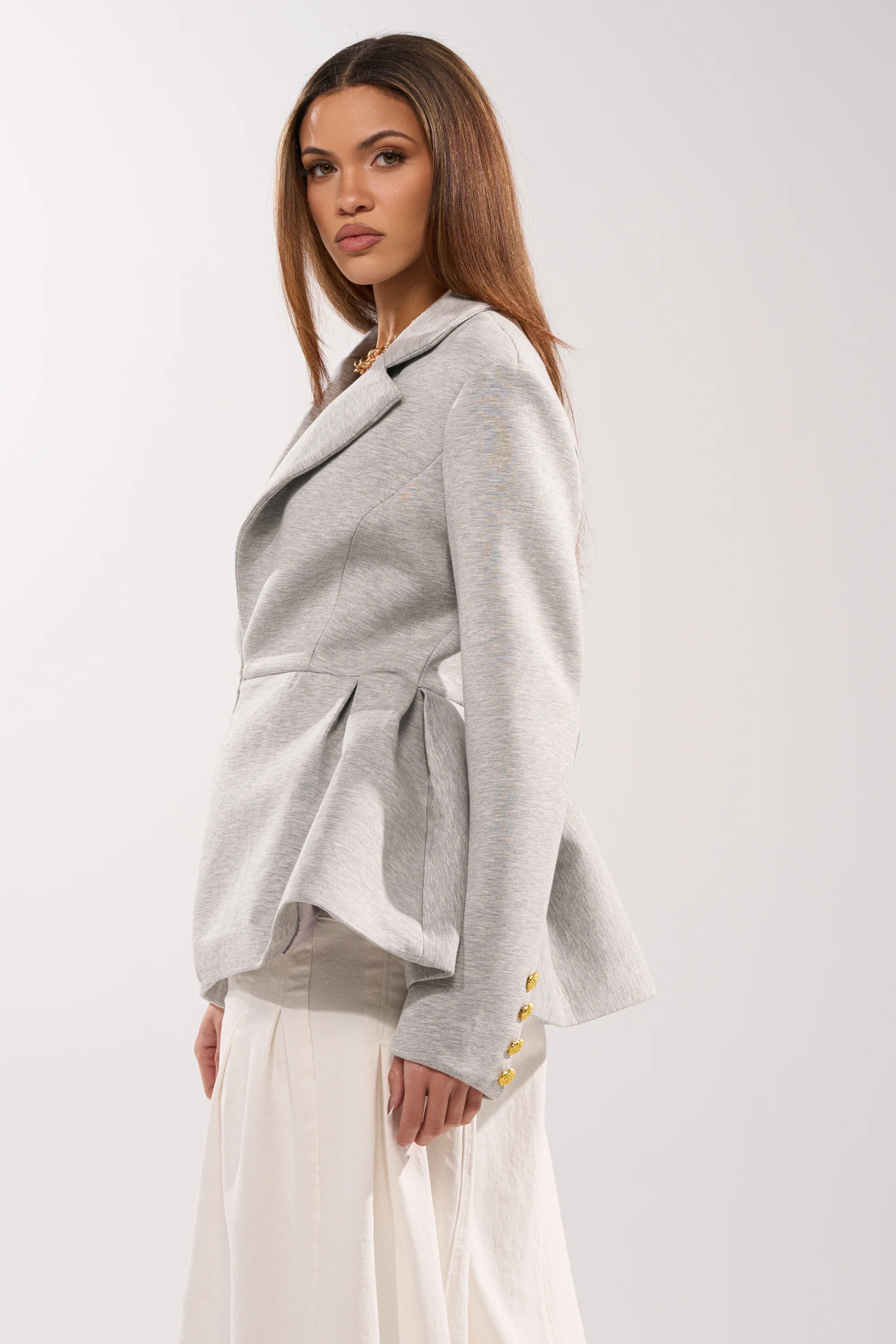 CANARY PEPLUM BLAZER IN SCUBA - Image 3