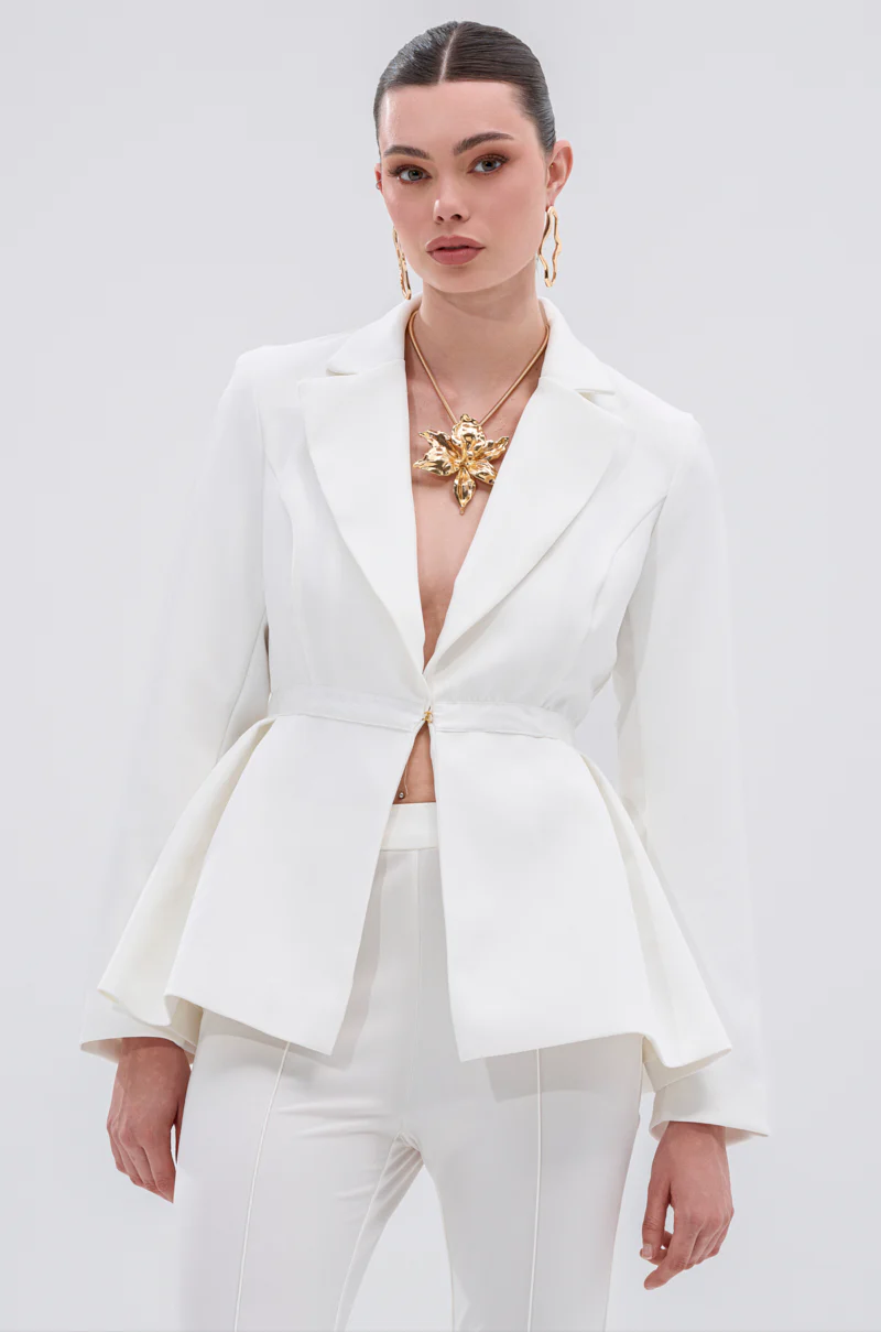 CANARY PEPLUM BLAZER IN WHITE - Image 2