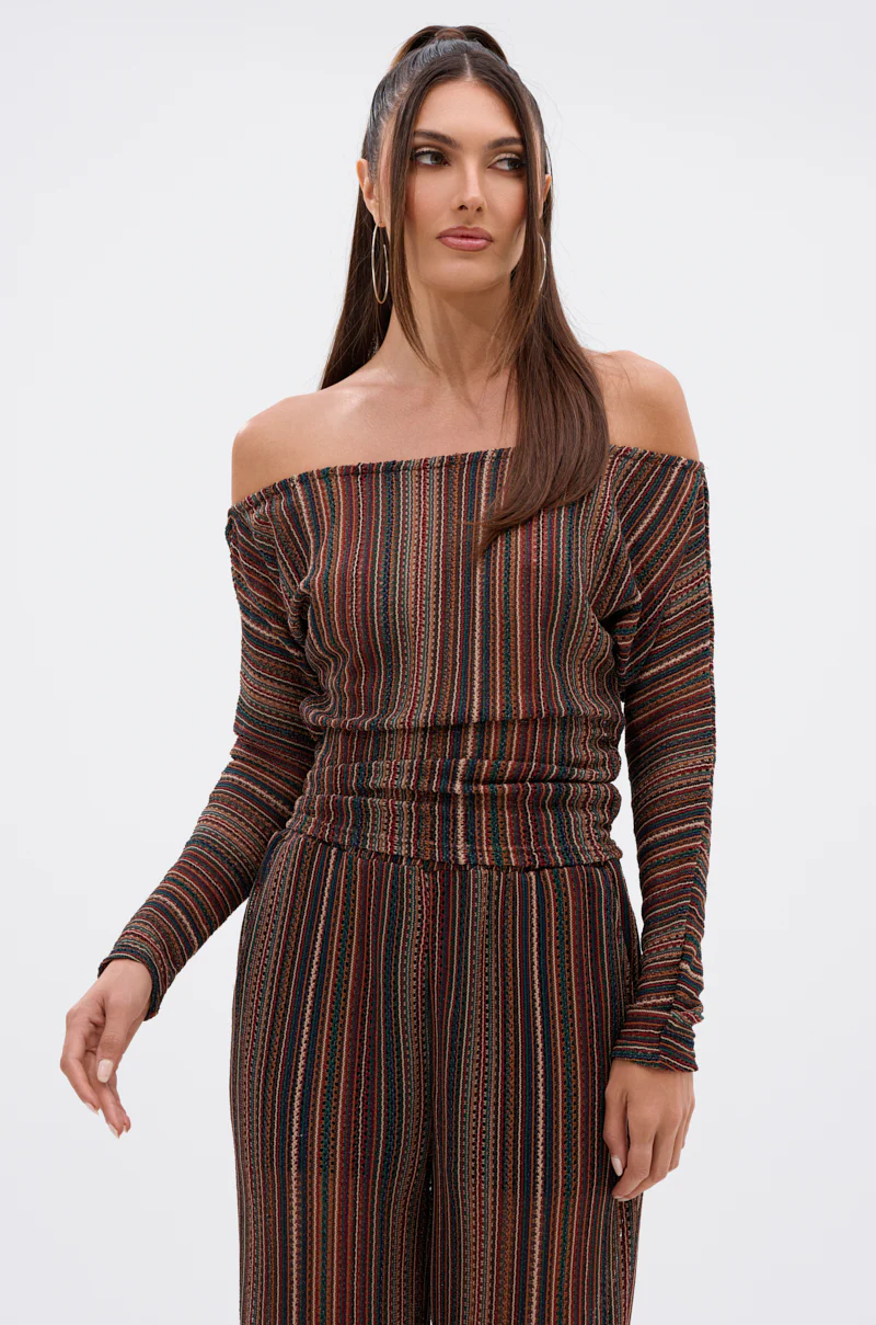 CANDICE STRIPE OFF THE SHOULDER BLOUSE - Image 2