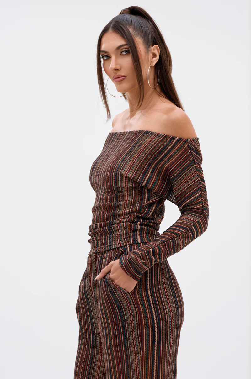 CANDICE STRIPE OFF THE SHOULDER BLOUSE - Image 3