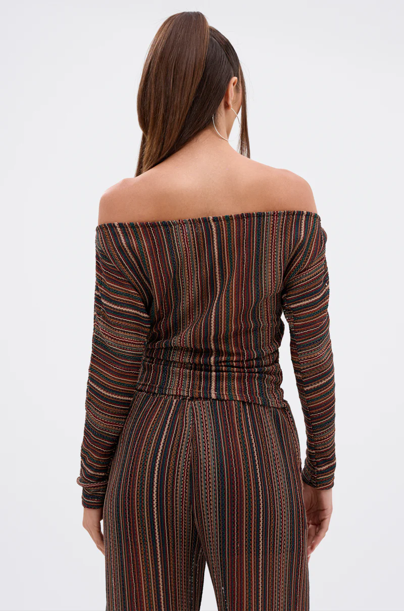 CANDICE STRIPE OFF THE SHOULDER BLOUSE - Image 4