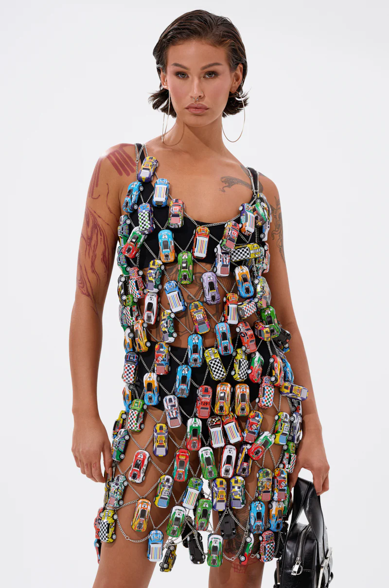 CAN'T CATCH ME CAR CHAIN MINI DRESS