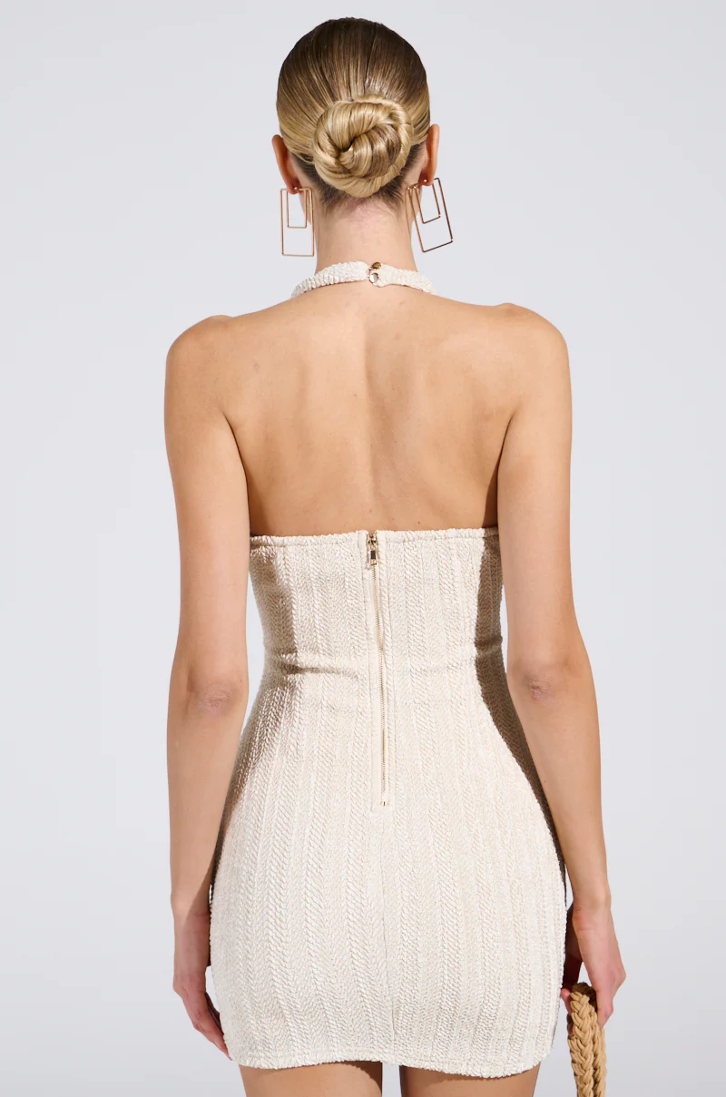 CAN'T FIND ME KNIT MINI DRESS IN IVORY - Image 4