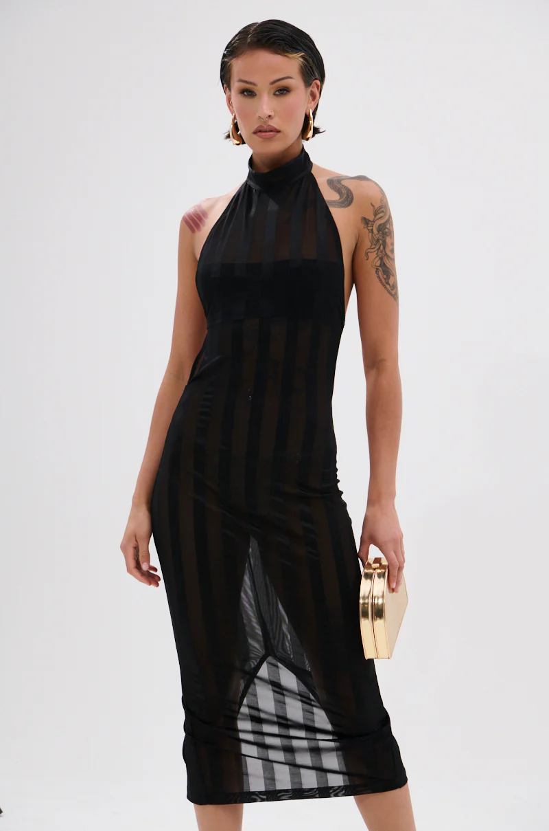 CAN'T FORGET ME SATIN MESH MIDI DRESS - Image 2