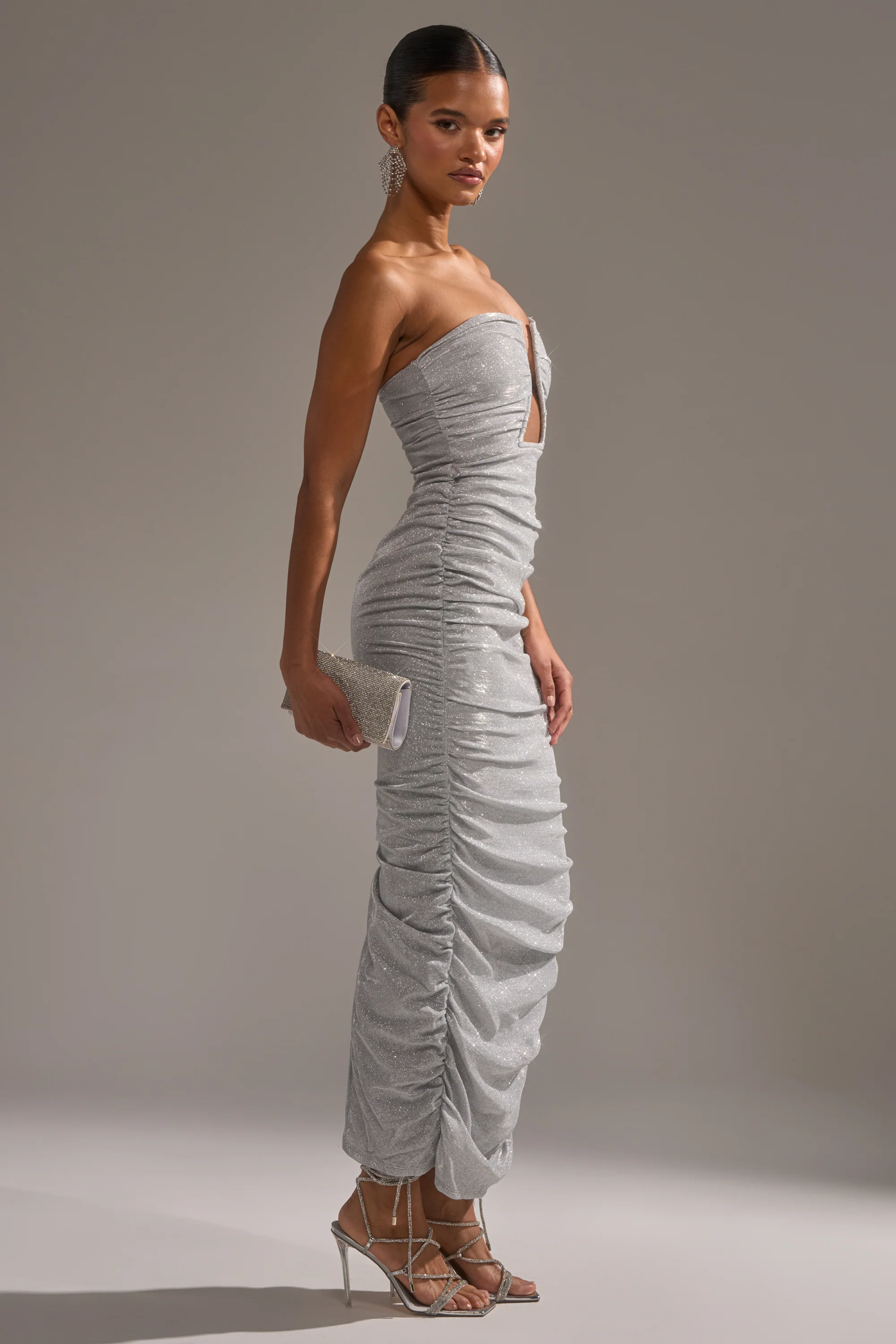 CANT GET ENOUGH SLINKY RUCHED MAXI DRESS - Image 4